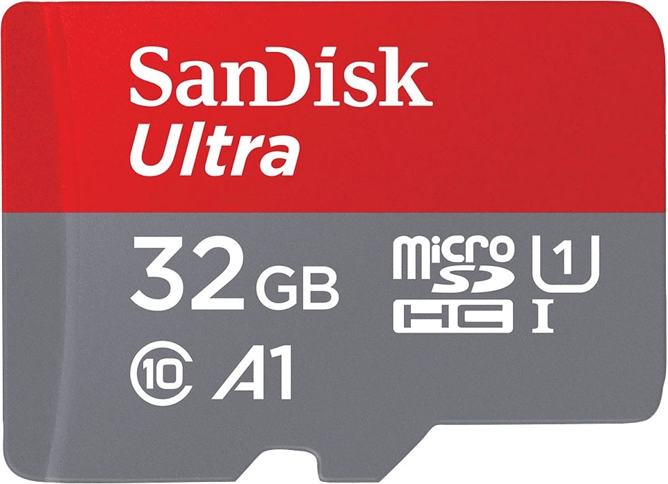 Sandisk Speicherkarte "microSDHC Ultra 32GB (A1/UHS-I) + Adapter" (32 GB Class 10 120 MB/s Lesegeschwindigkeit)
