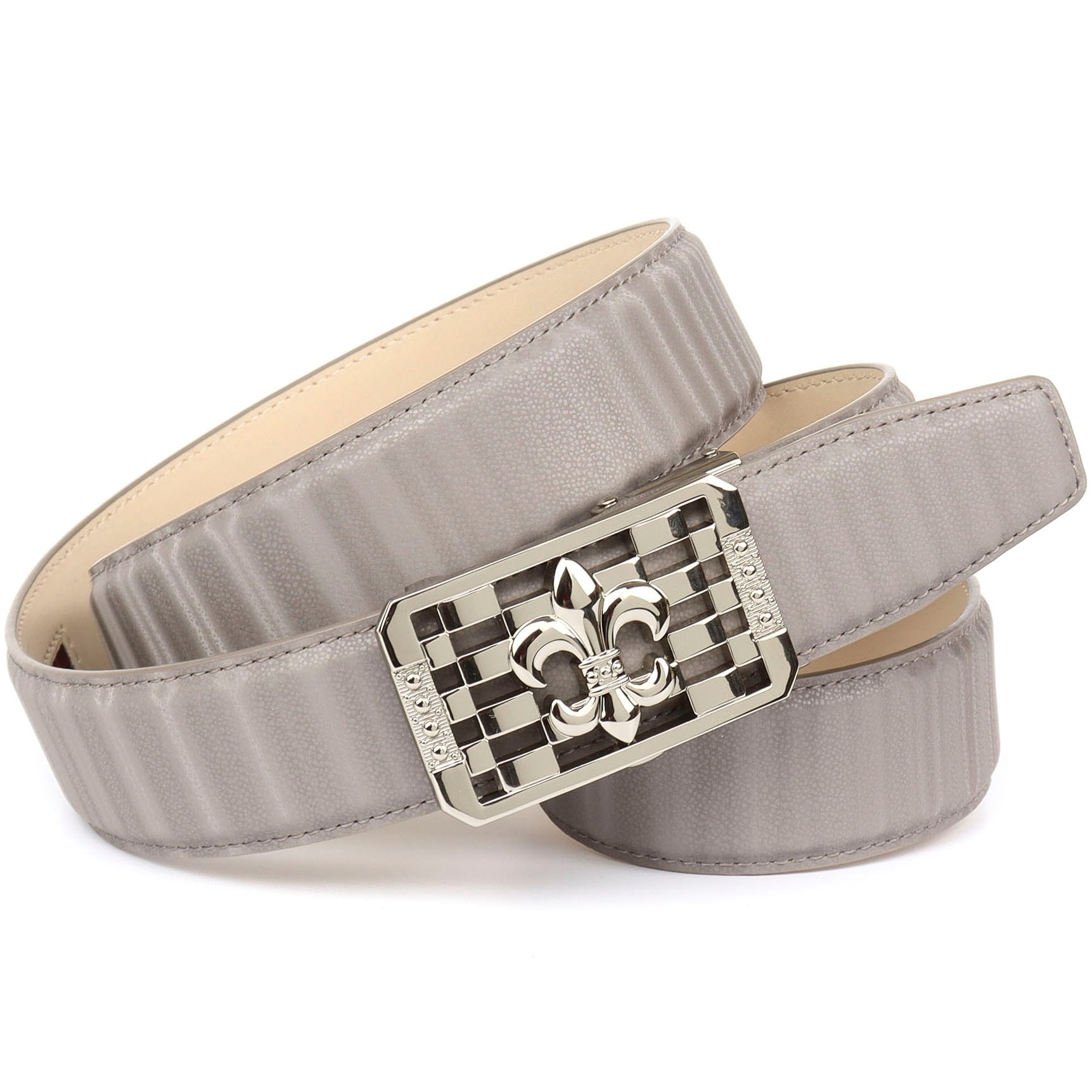 Anthoni Crown Ledergürtel, mit silberfarbener stilisierter Lilien-Schnalle  online shoppen bei Jelmoli-Versand Schweiz