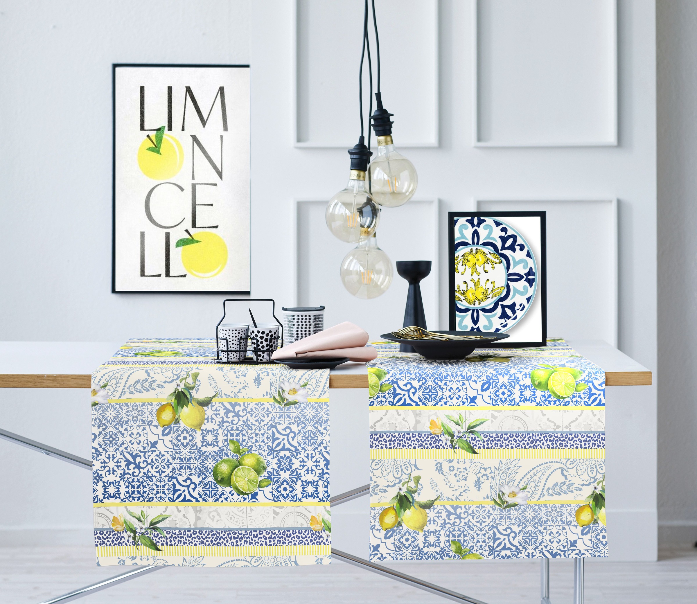 APELT Tischdecke "7005" Paisley-Motive und Kachelmotive mit Citrusfrüchten