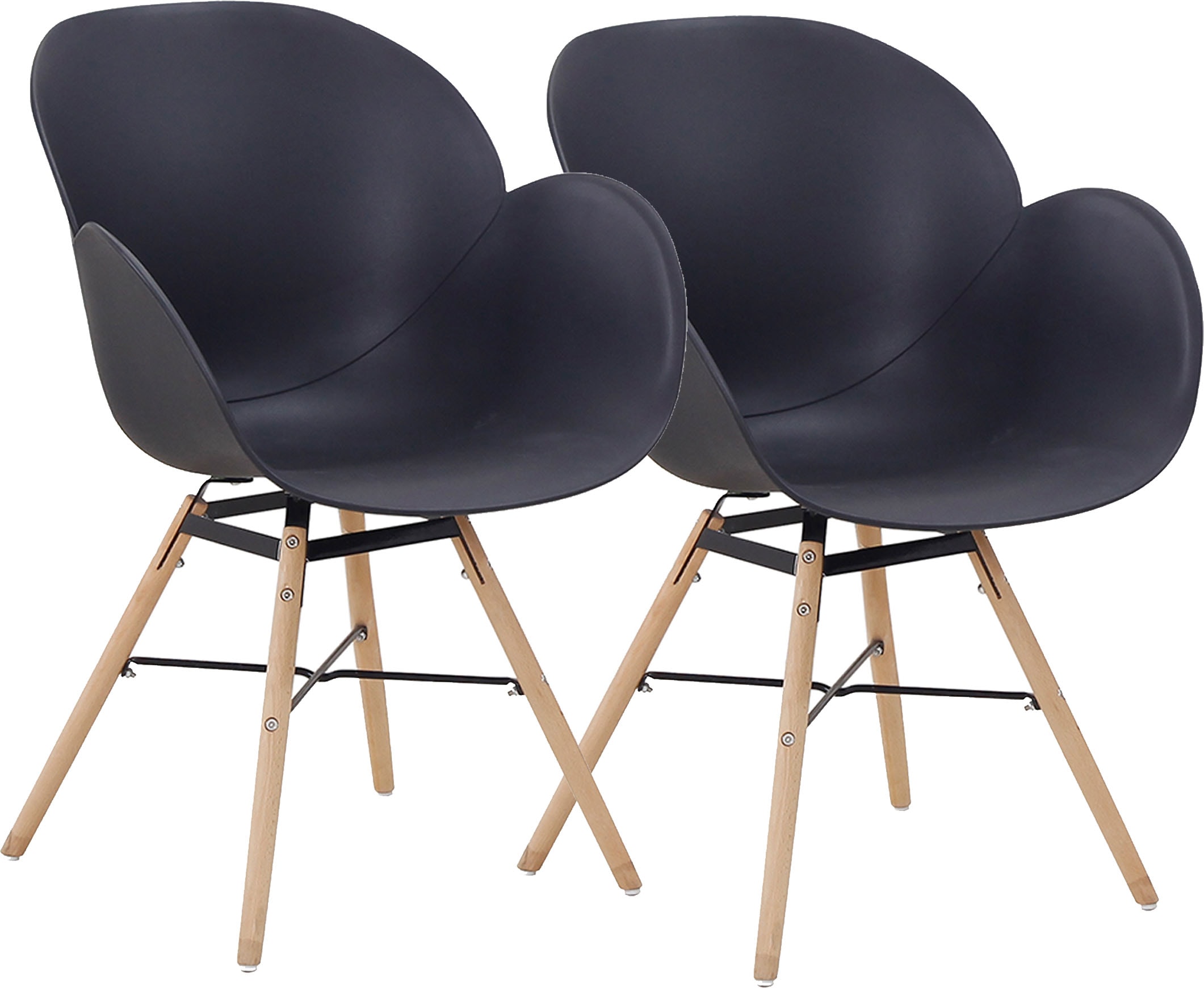 Kayoom 4-Fussstuhl »Stuhl Amalia 110 2er-Set, praktisches Set, bequemer Kunststoffstuhl«, (Set), 2 St., pflegeleicht, abwaschbar, in einem Stück spritzgegossene Sitzfläche