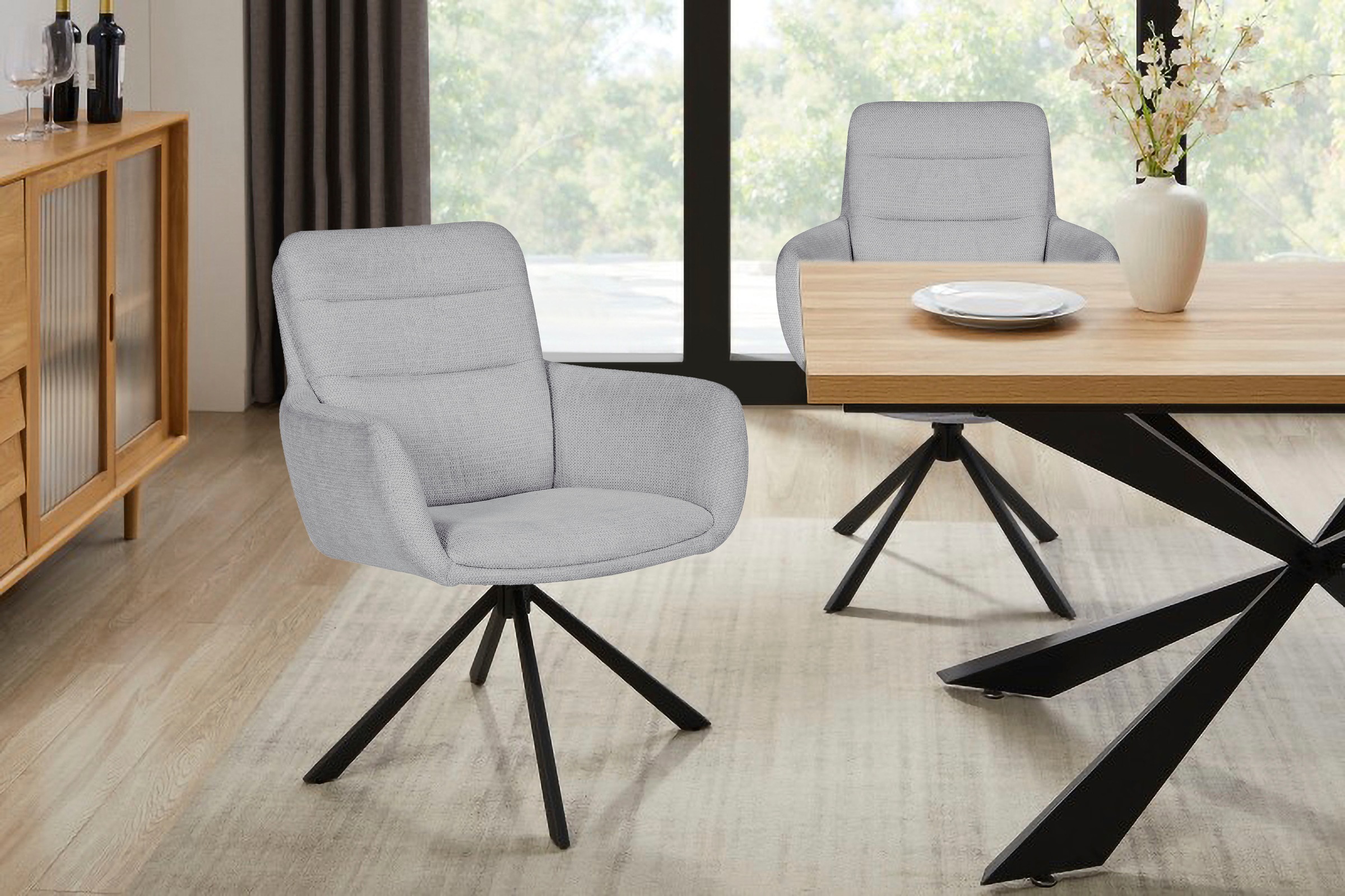 OTTO home Esszimmerstuhl "Asly" (Set) 2 Stk.mit hochwertigem Webstoff, Metallgestell und 360-Funktion