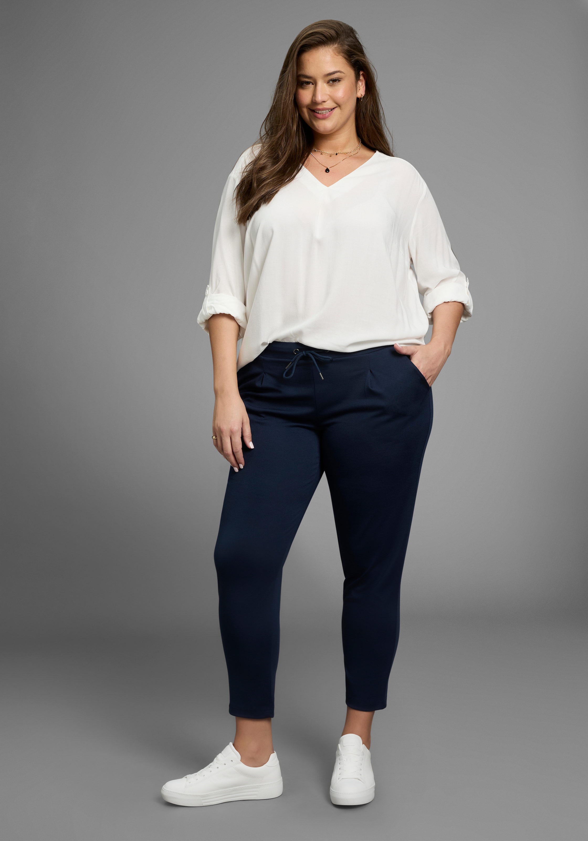 Laura Scott CURVE Jogger Pants, im sportiven Look aus formstabilem Milano Ripp - GROSSE GRÖSSE