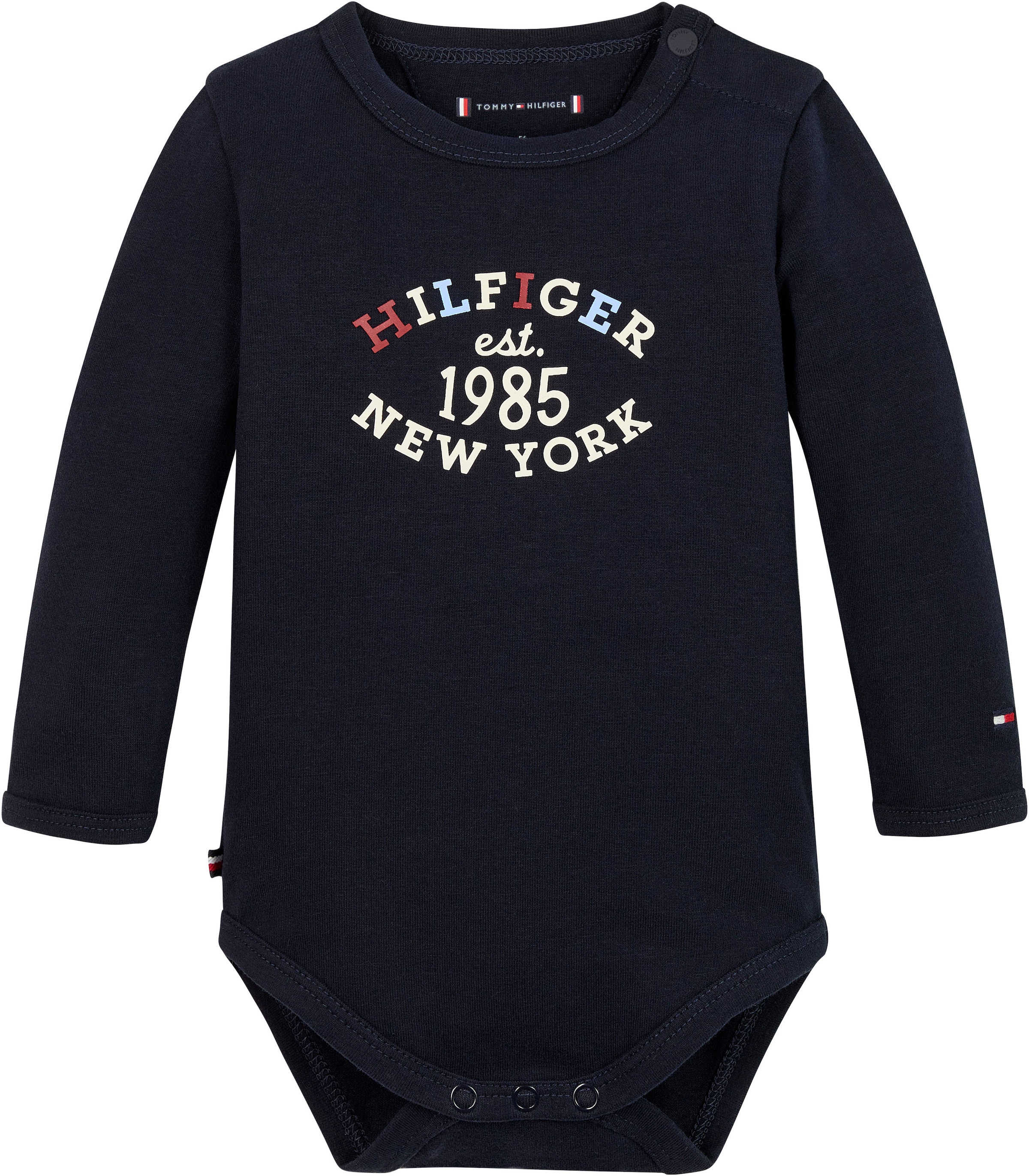 TOMMY HILFIGER Langarmbody »MONOTYPE OVAL BODY LS«, Baby bis 2 Jahre, Drucker am Ausschnitt + im...