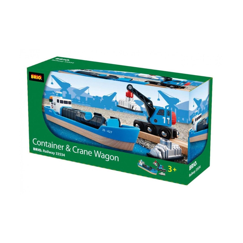 BRIO® Spielzeugeisenbahn-Erweiterung »BRIO® WORLD Containerschiff mit Kranwagen«