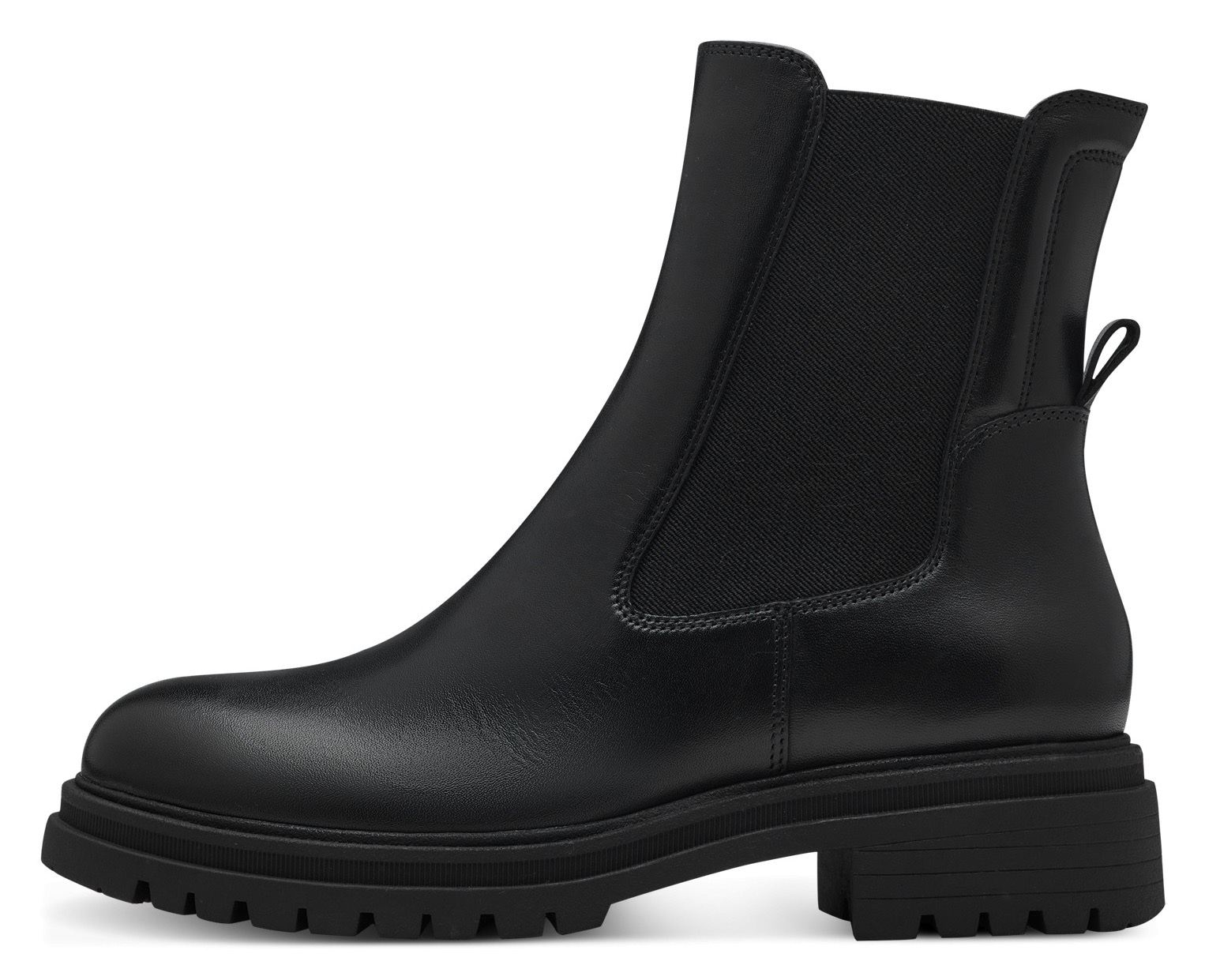Tamaris Chelseaboots, Blockabsatz, Combat-Boots, Stiefelette mit Stretcheinsatz