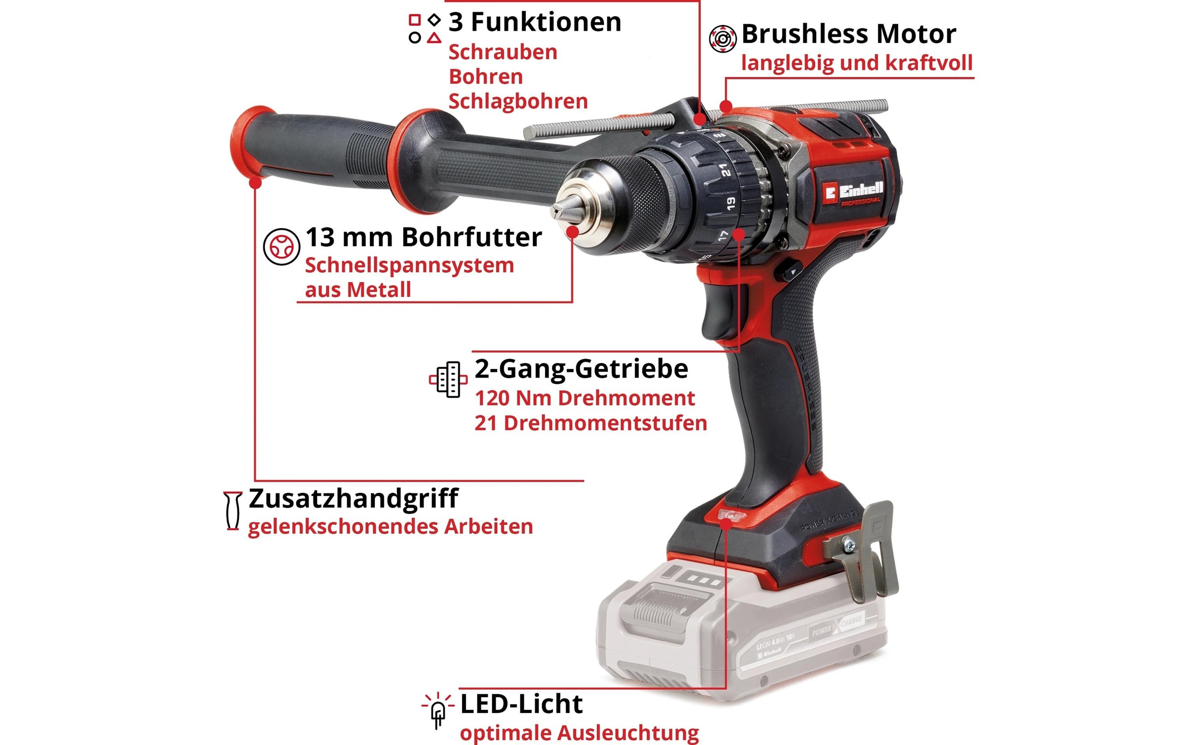 Einhell Akku-Schlagbohrschrauber »TP-CD 18/120 Li-i BL – Solo«