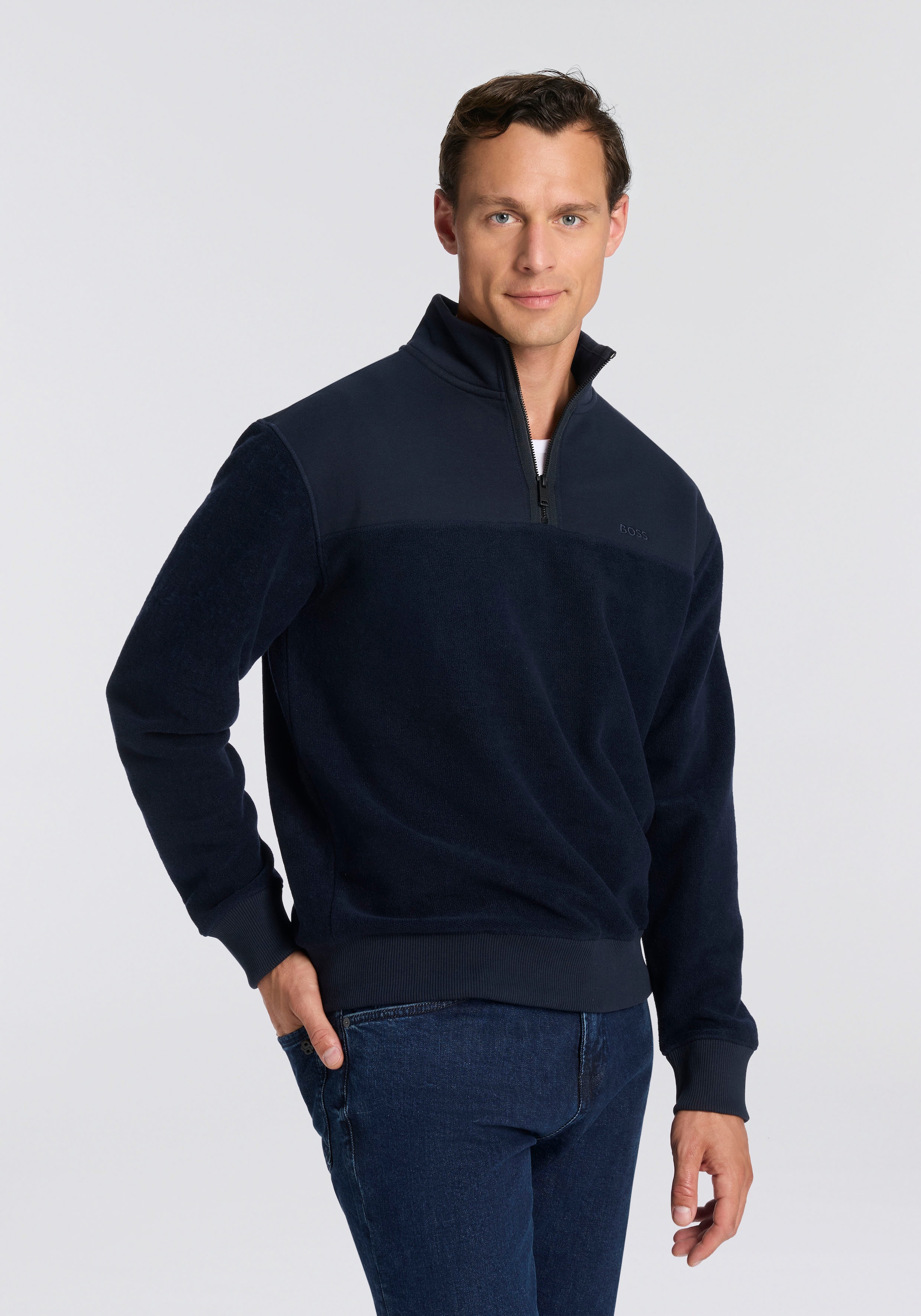 BOSS ORANGE Sweatshirt »Ze winterbrush«, regular fit, mit Stehkragen und Reissverschluss