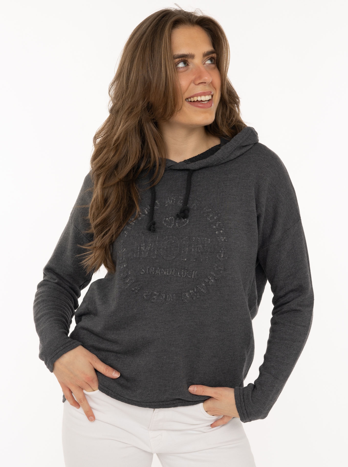 Zwillingsherz Hoodie ""Moin"", Kapuze, Kordelzug, Langarm, maritimer Schriftzug