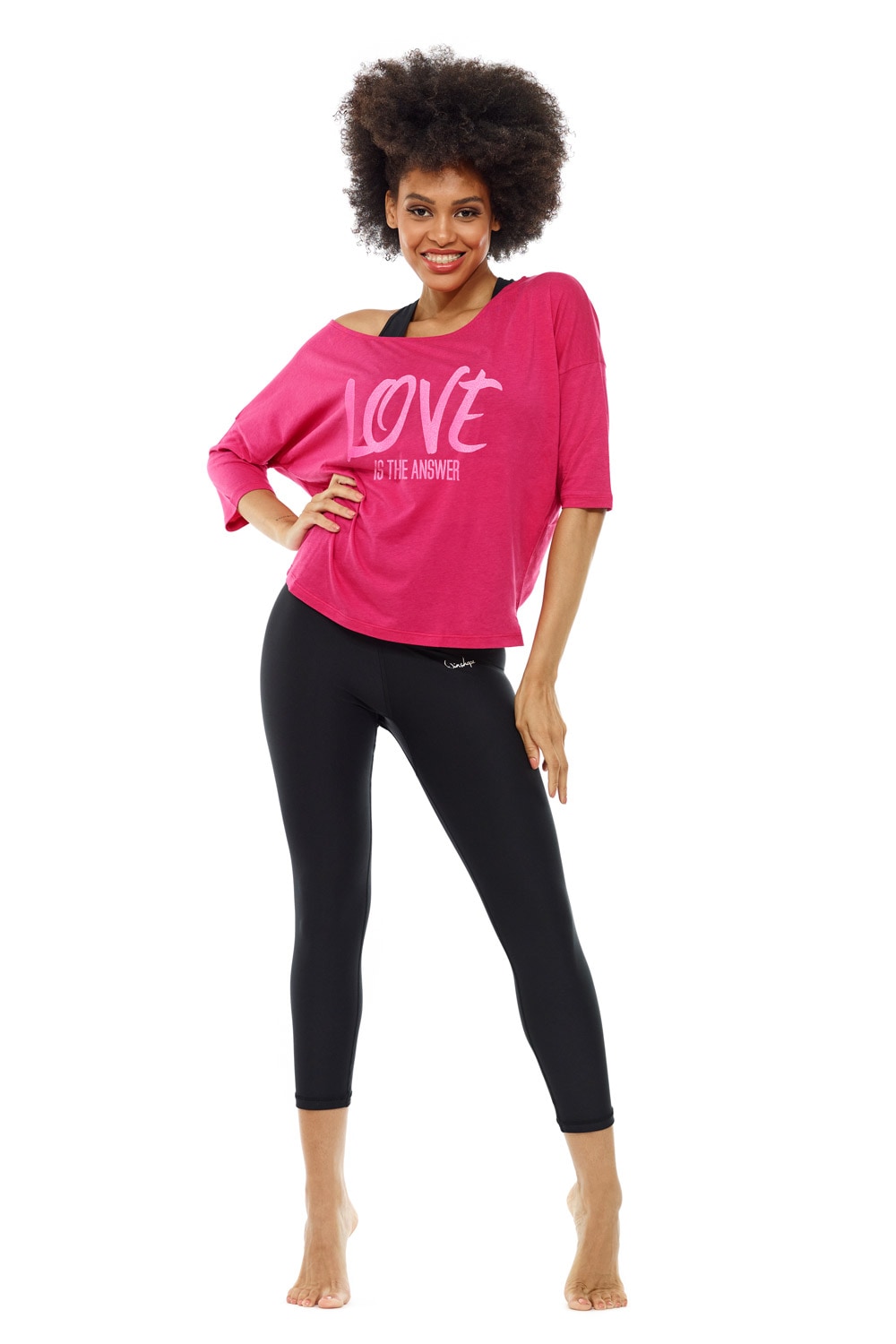 Glitzer-Aufdruck pinkem Winshape »MCS001 3/4-Arm-Shirt Schweiz bei ultra kaufen neon Jelmoli-Versand leicht«, online mit