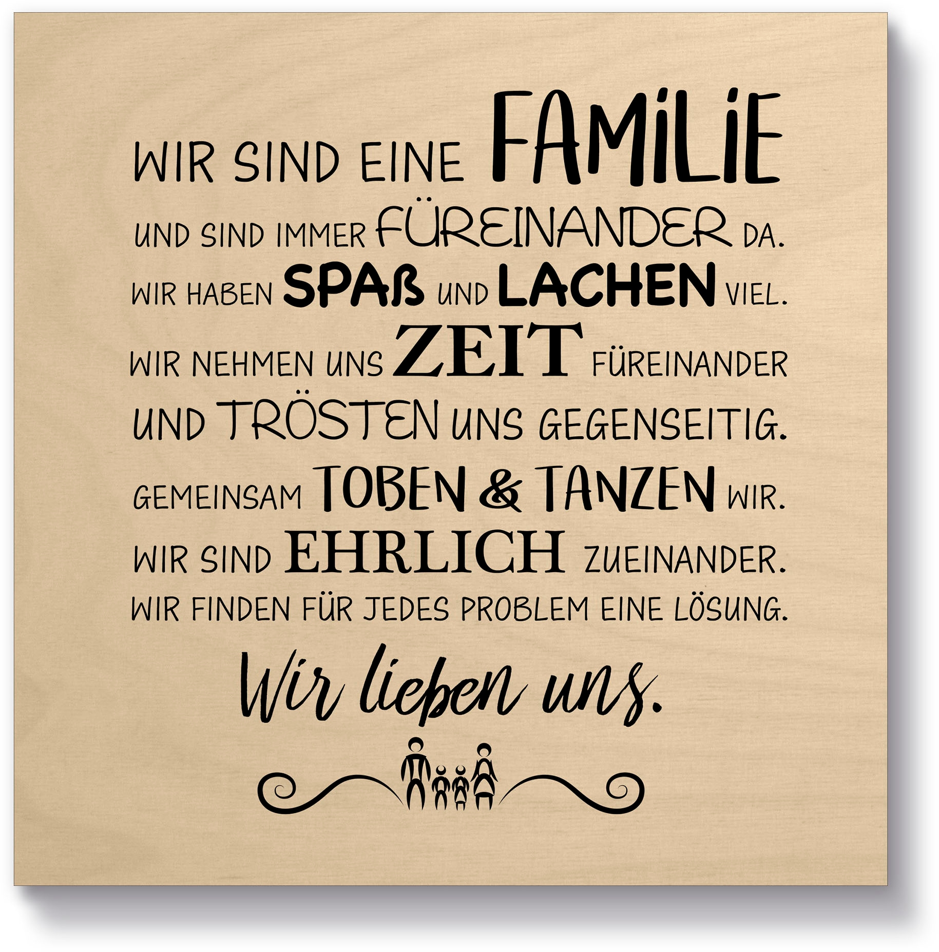 Holzbild »Familie I«, Sprüche & Texte, (1 St.)