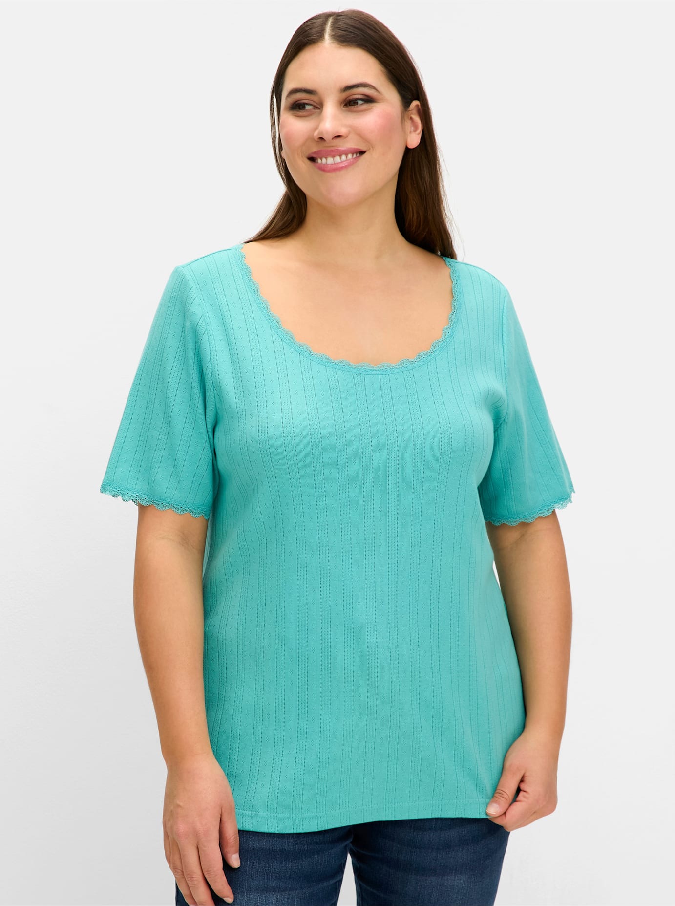 Sheego Kurzarmshirt »T-Shirt«, (1 tlg.)