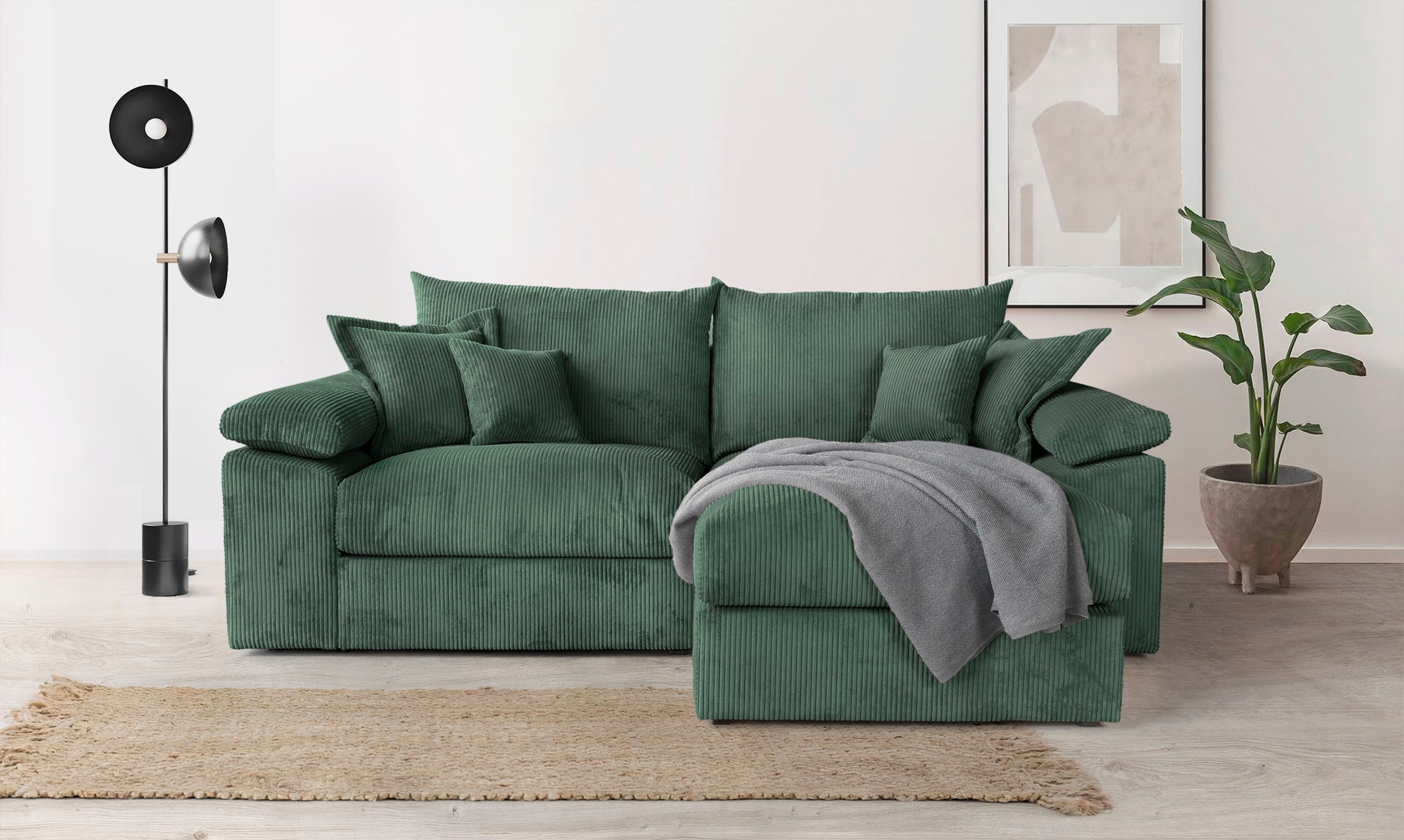 Home affaire Ecksofa »Soft&Cosy XL L-Form - Breite 246 cm«, Mega-Sofa, Cord oder Chenille-Struktur, Federkern-Polsterung
