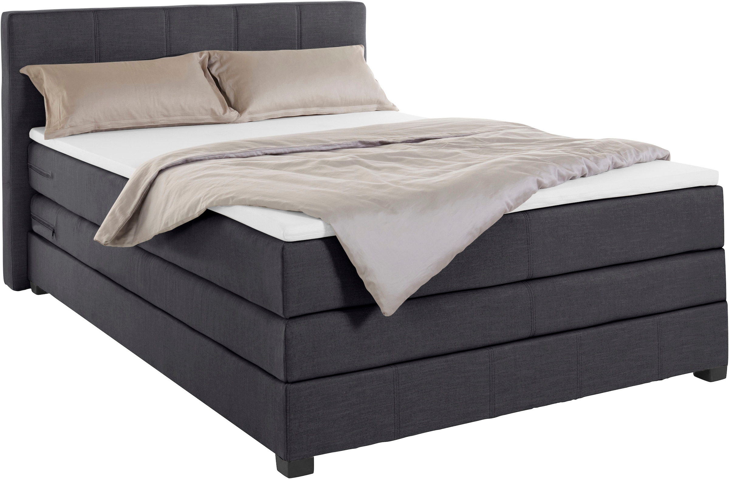 GOODproduct Boxspringbett »Peetu«, Taschenfederkern-Matratze, in 4 Breiten und 4 Farben, incl. Topper