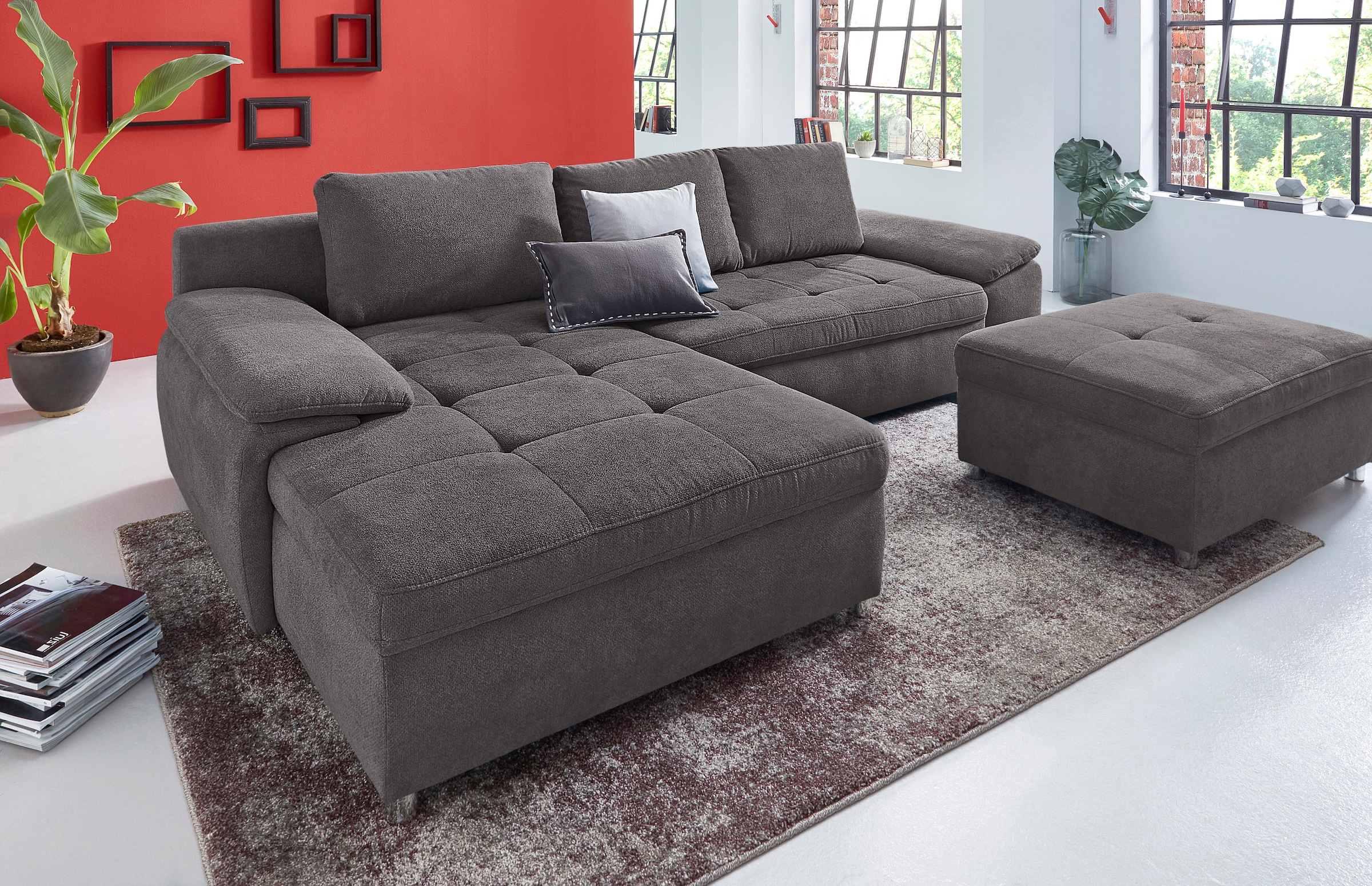 Home affaire Ecksofa "Labene L-Form" wahlweise mit Bettfunktion und Bettkasten, auch als XXL-Variante