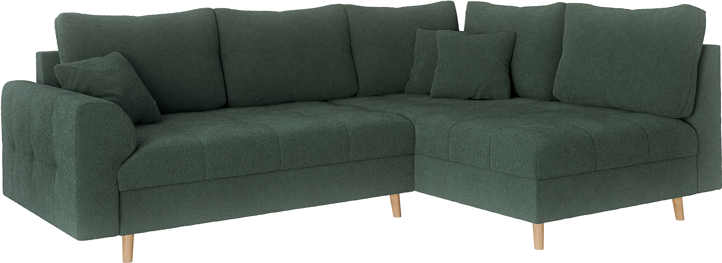 Home affaire Ecksofa »CHARRE L-Form mit Ottomane, Masse B/T/H: 231/161/81 cm«, feine Steppung, lose Rücken- und Zierkissen, auch in Cord und Bouclé