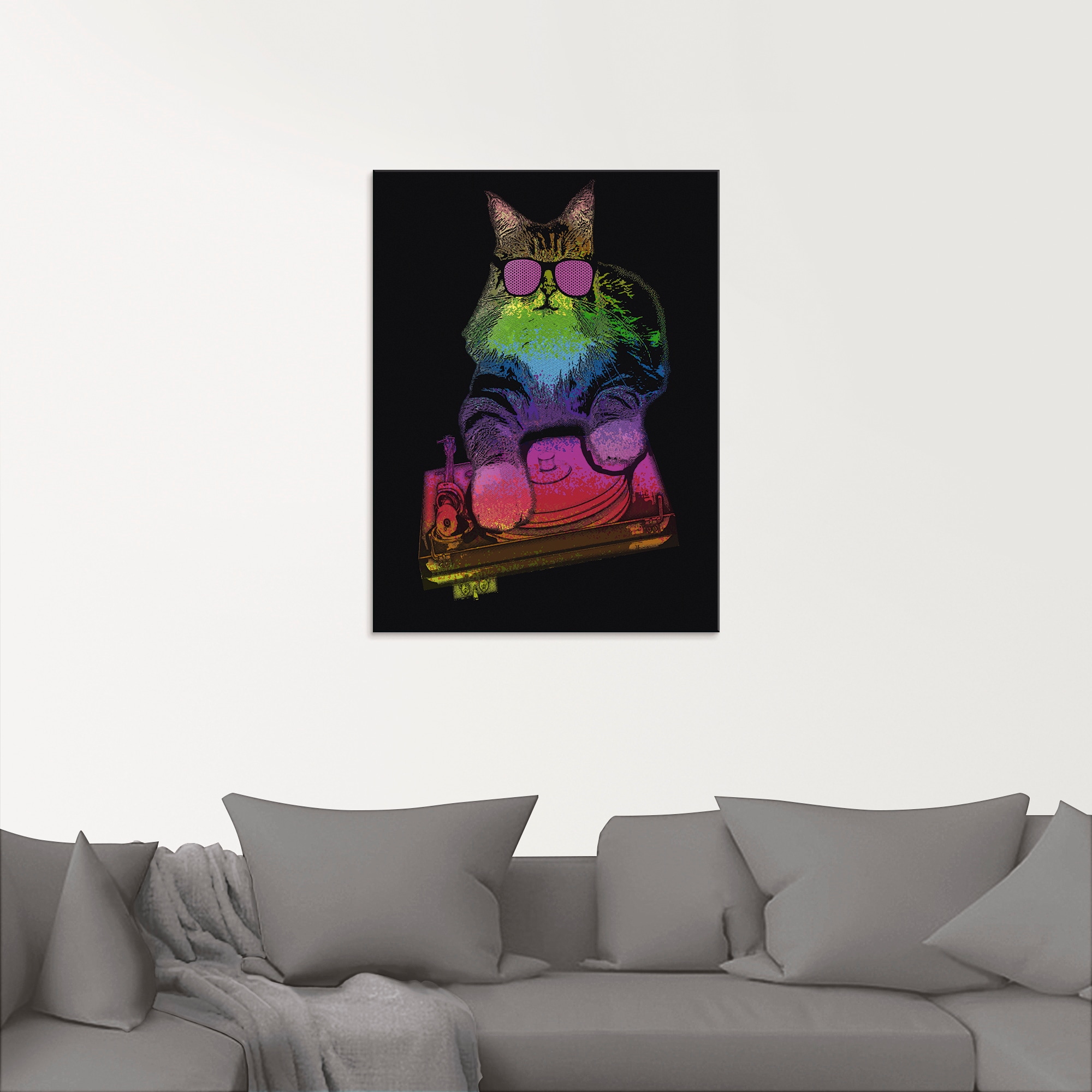 Artland Glasbild »Witzige DJ Katze Party Musik«, Humor, (1 St.), in verschiedenen Grössen