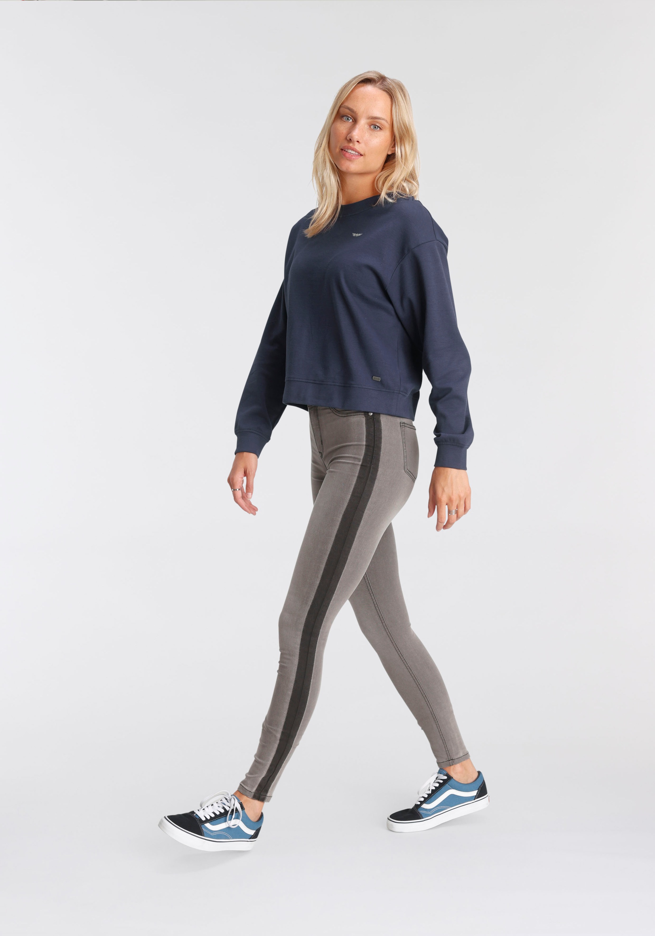 Arizona Skinny-fit-Jeans »Ultra Stretch«, seitlichem Jelmoli-Versand Waist online Schweiz Streifen bei High mit bestellen