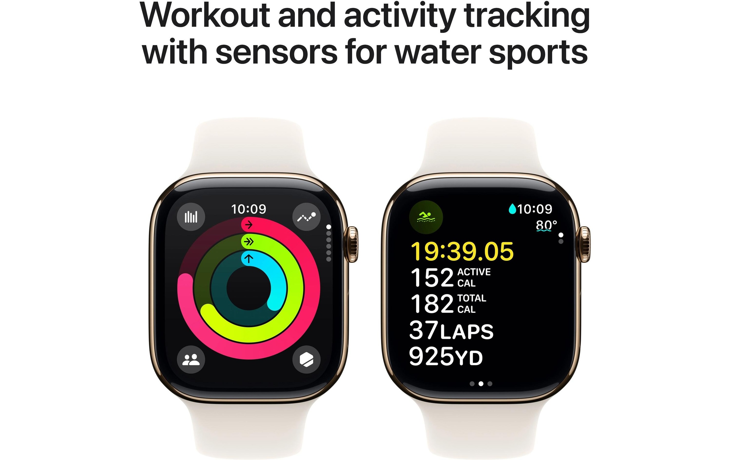 Apple Watch Series 10 Titan, 46 mm, GPS + Cellular, Sport Band M/L, Goldfarben