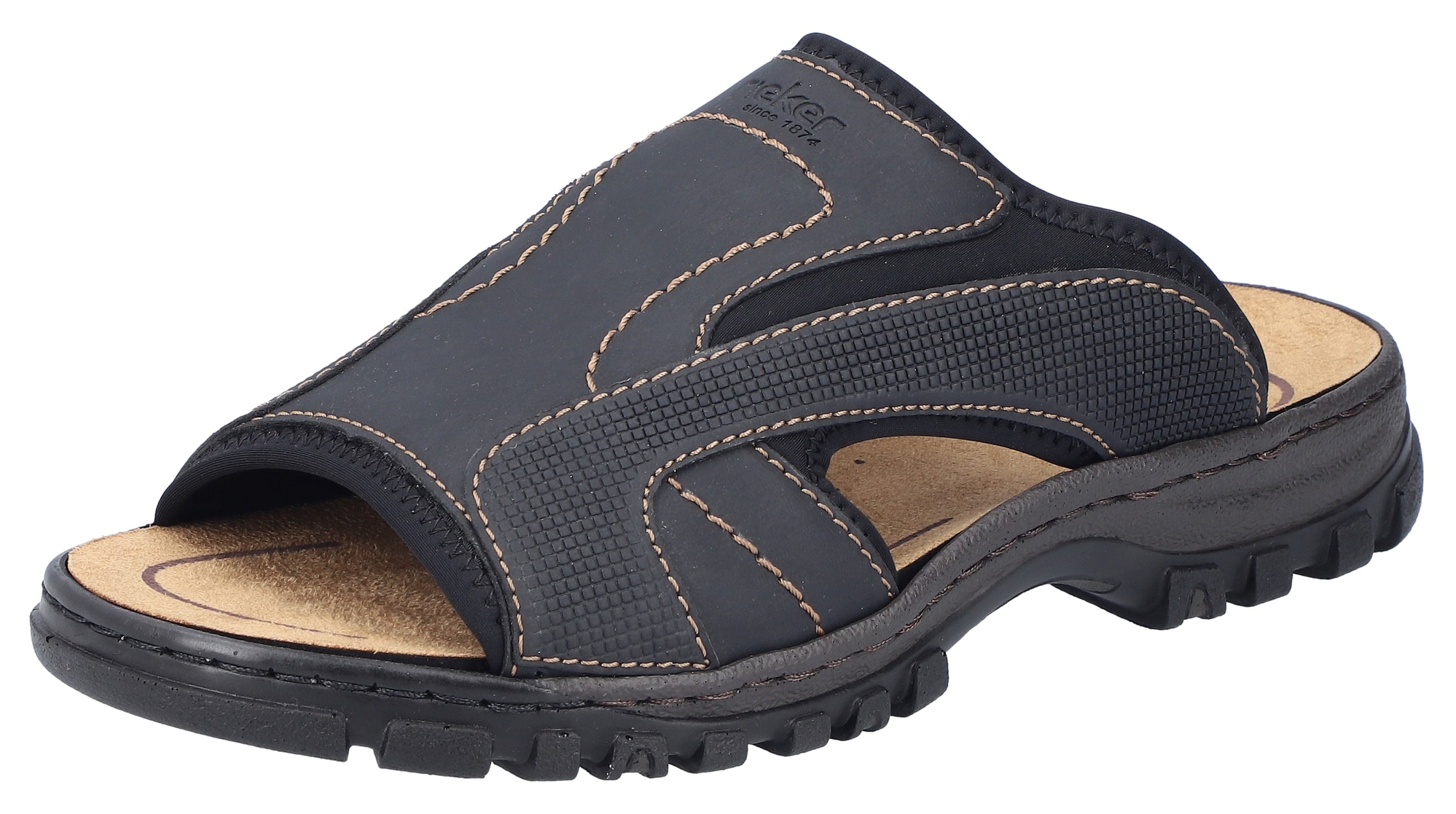 Rieker Pantolette, Sommerschuh, Schlappen, Poolslides, mit markanter Laufsohle