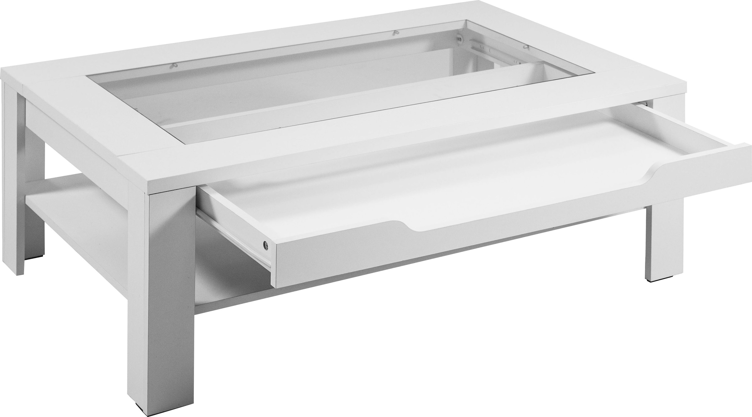 byLIVING Couchtisch »Ralph«, Breite 110 cm, mit Glaseinsatz und Schubkasten