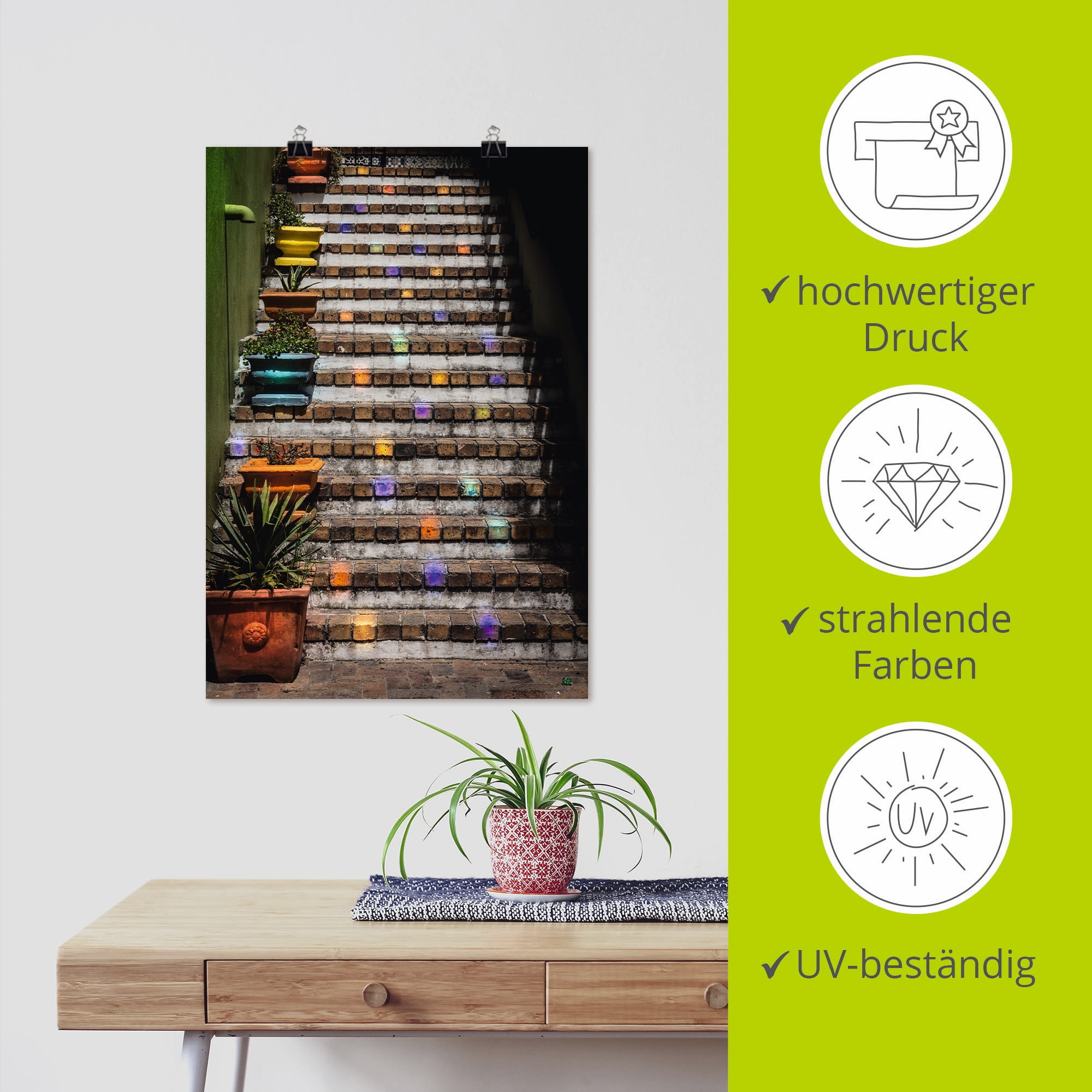 Artland Wandbild »Die Treppe«, Gebäude, (1 St.), als Leinwandbild, Poster, Wandaufkleber in verschied. Grössen