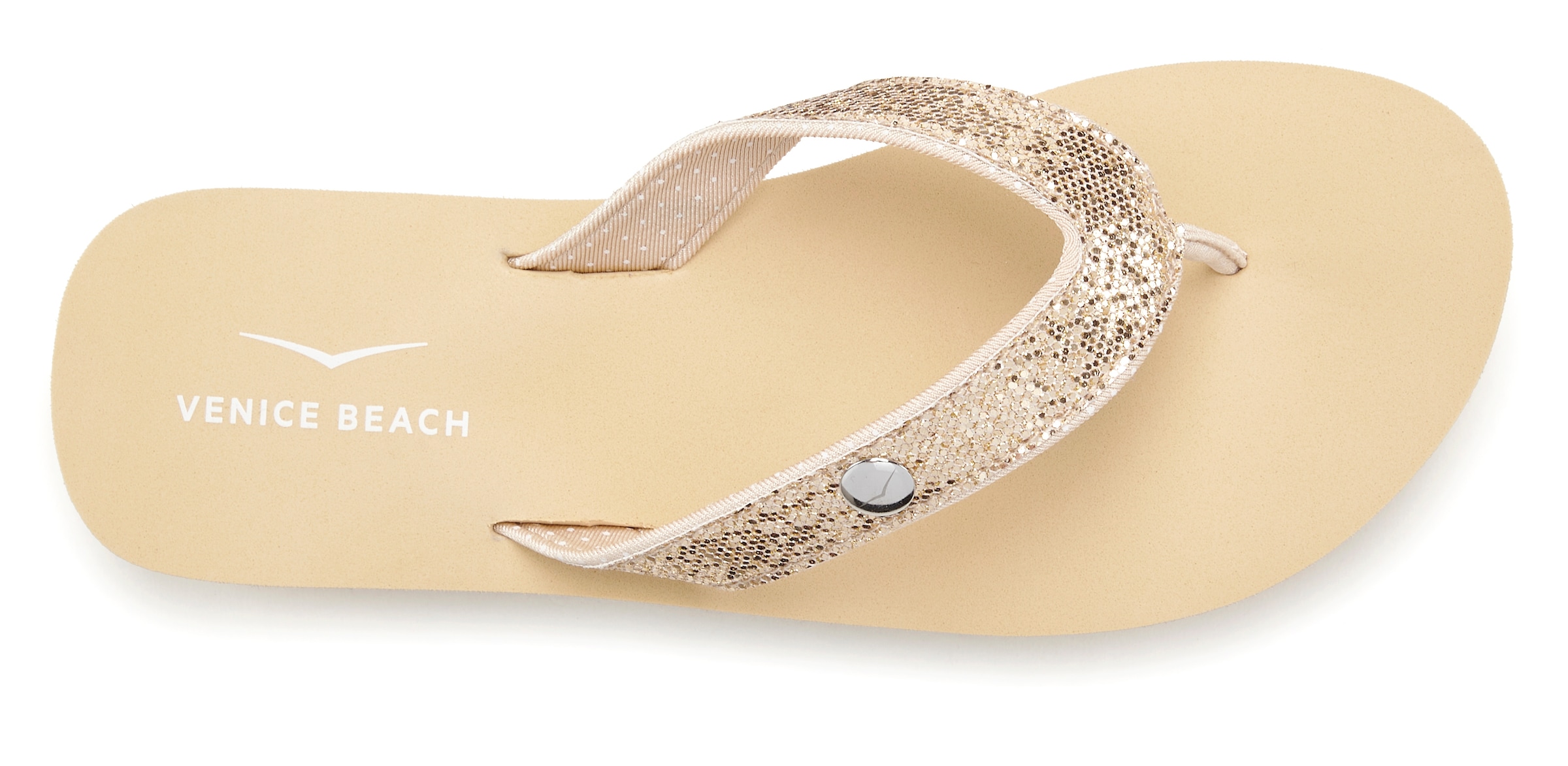 Venice Beach Badezehentrenner, Sandale, Pantolette, Badeschuh ultraleicht mit Glitzerband VEGAN