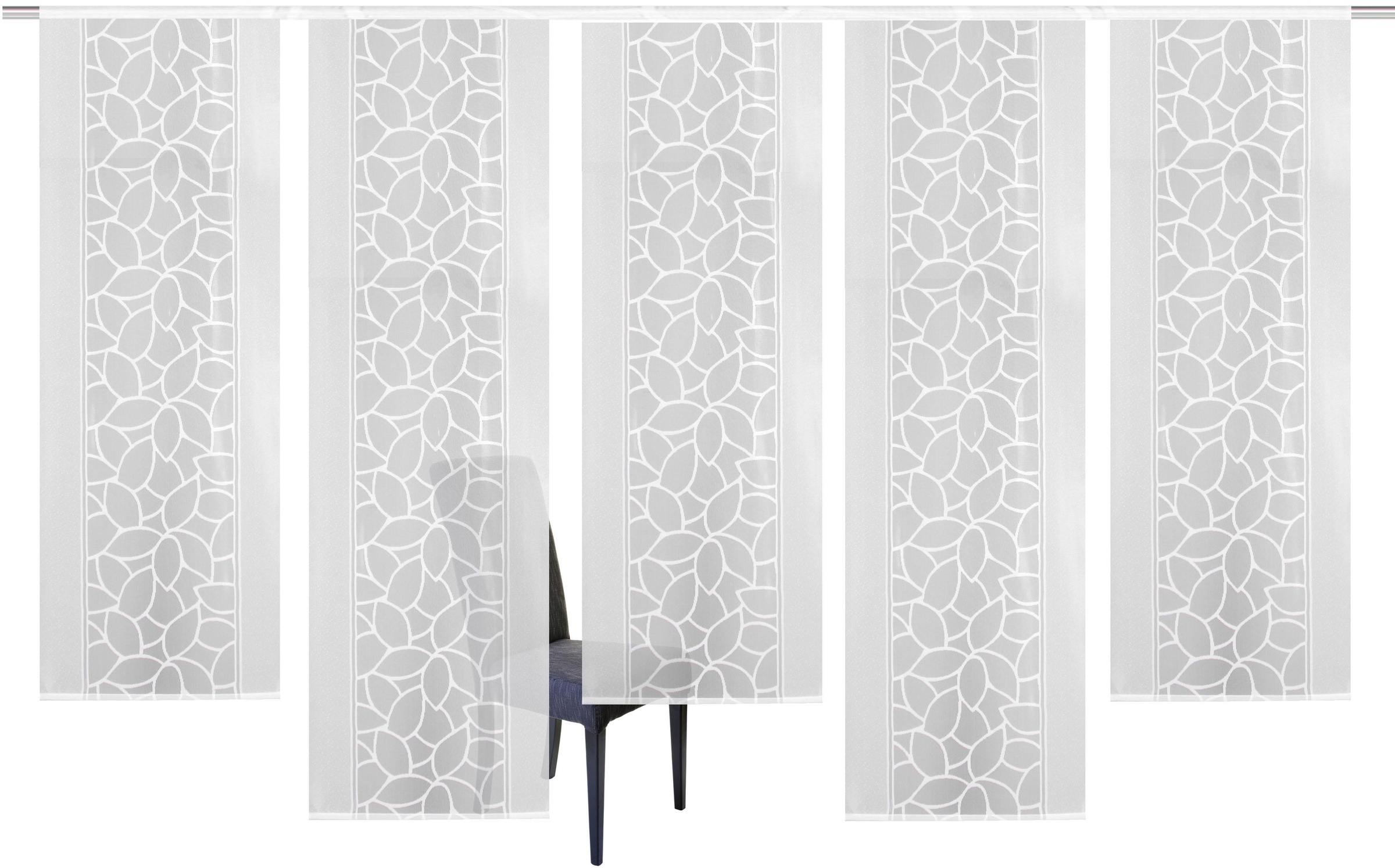 HOME WOHNIDEEN Schiebegardine »JENNA« Klettband 5 Stk. tlg. Schiebevorhang Jacquard Set