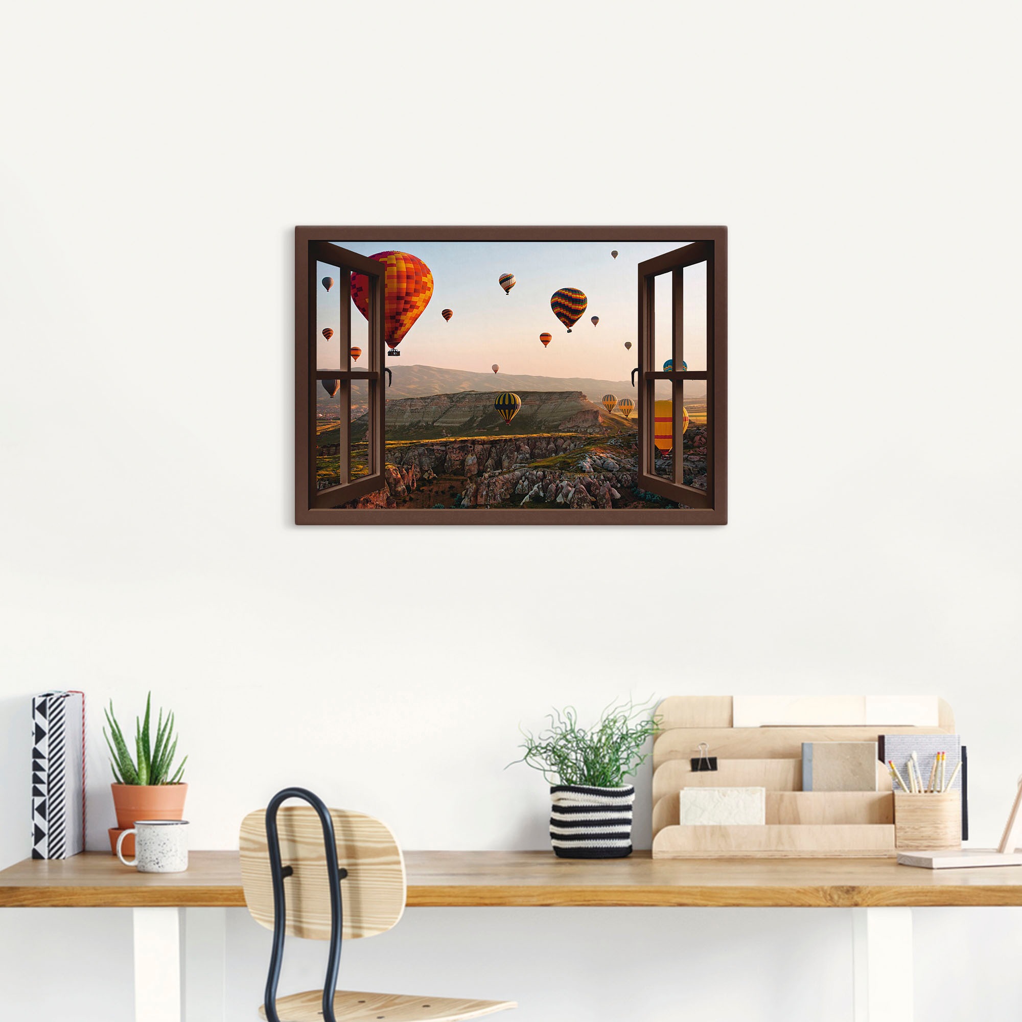 Artland Wandbild »Fensterblick Kappadokien Ballonfahrt«, Ballonfahren, (1 St.), als Leinwandbild, Poster, Wandaufkleber in verschied. Grössen