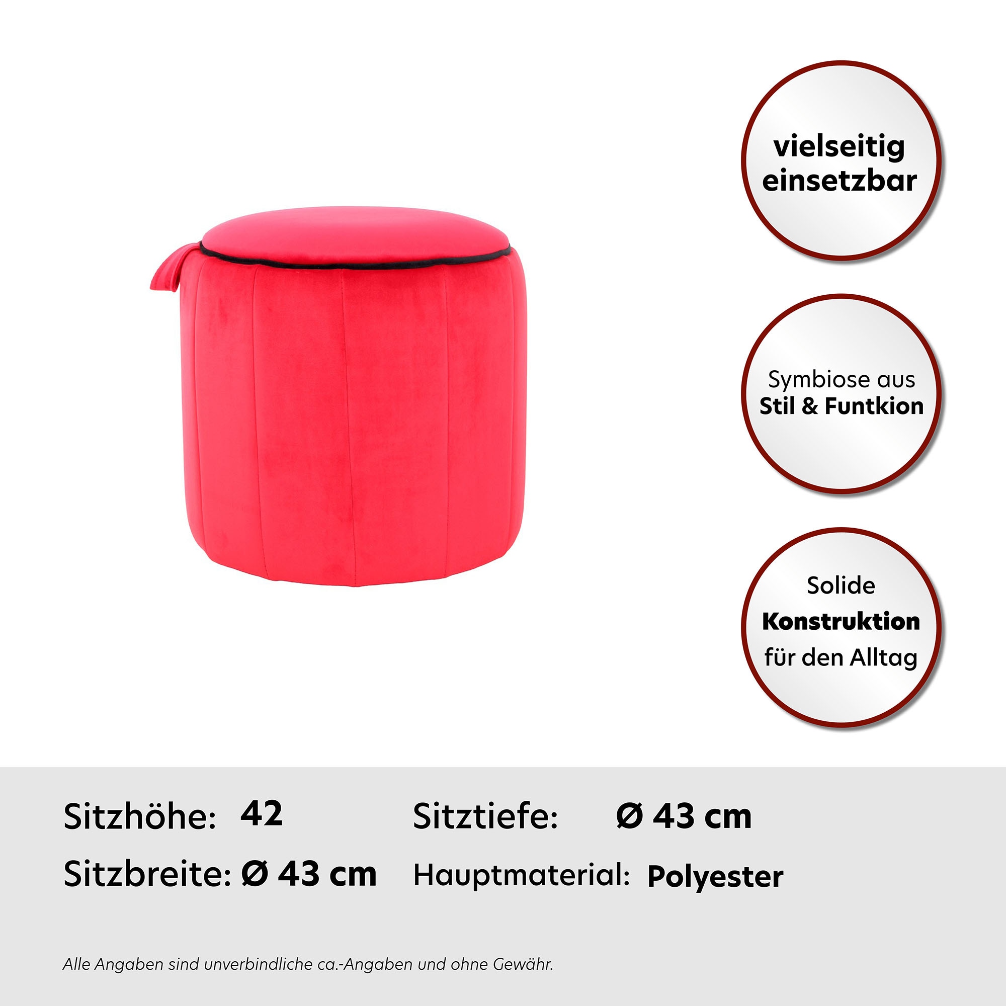 Kayoom Sitzhocker »Hocker Reese, Sitzhocker mit Komfort, samtweiche Oberfläche«, (1 St.), samtweich, dekorativ, detailreich, attraktive Farbgebung