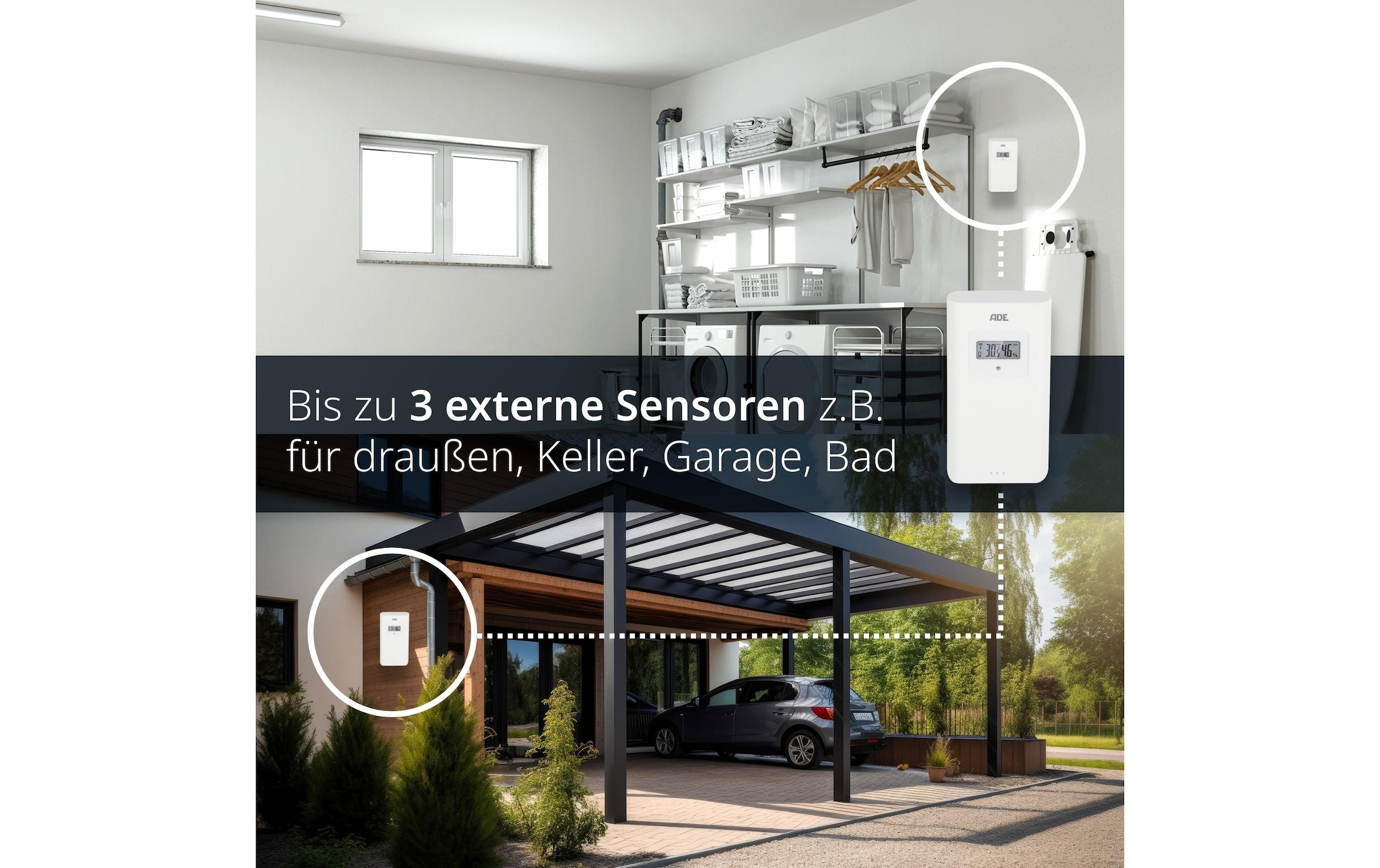 ADE Funkwetterstation »mit Funk-Aussensensor«