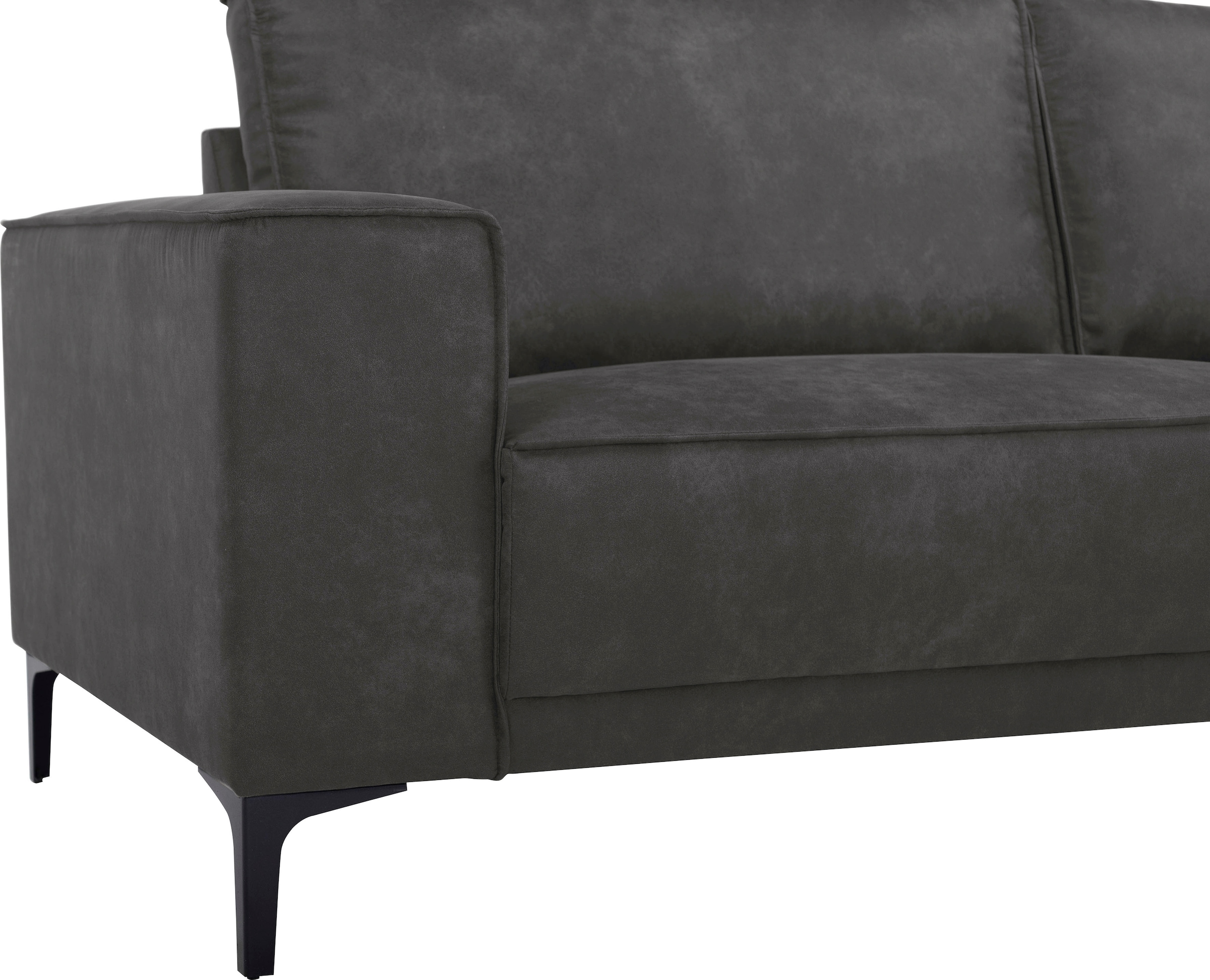 Places of Style Ecksofa »Polsterecke Oland, Struktur, Flachgewebe, Luxus-Microfaser, Boucle«, L-Form, 280 cm, Wellenunterfederung, Skandi-Design, Metallfüsse