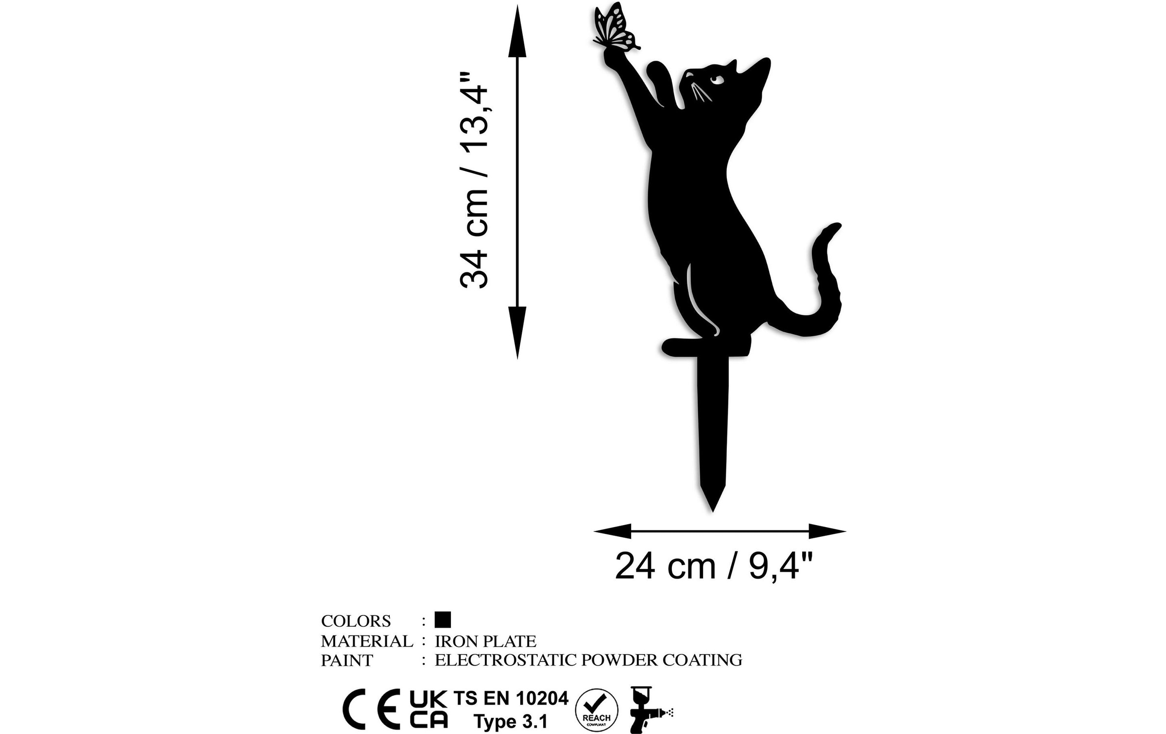 Gartenfigur "Wallxpert Katze mit Schmeterling 49 x 24 cm" Zeigen realistische Details und exquisite Handwerkskunst