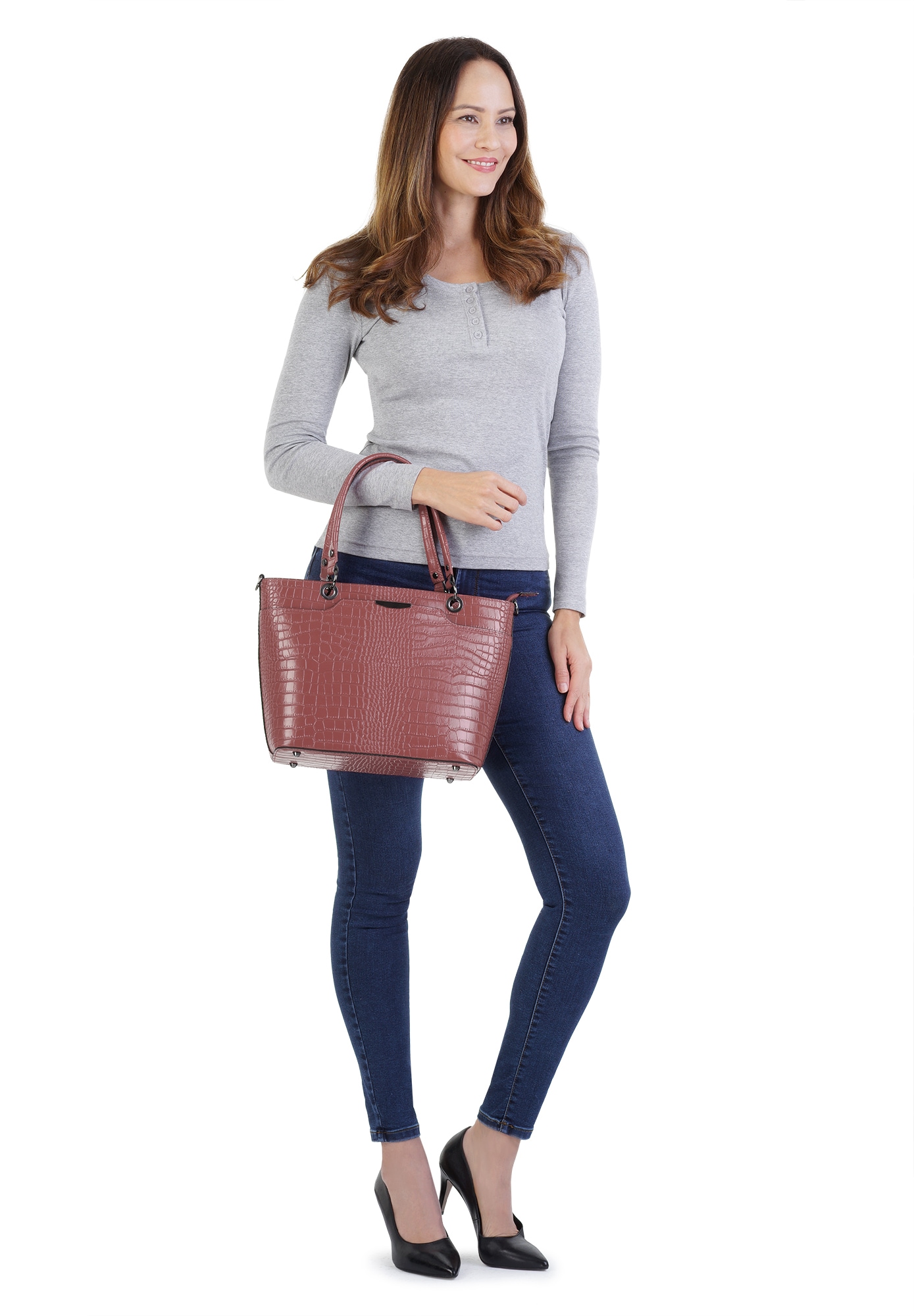 Cluty Henkeltasche, echt Leder, Made in Italy