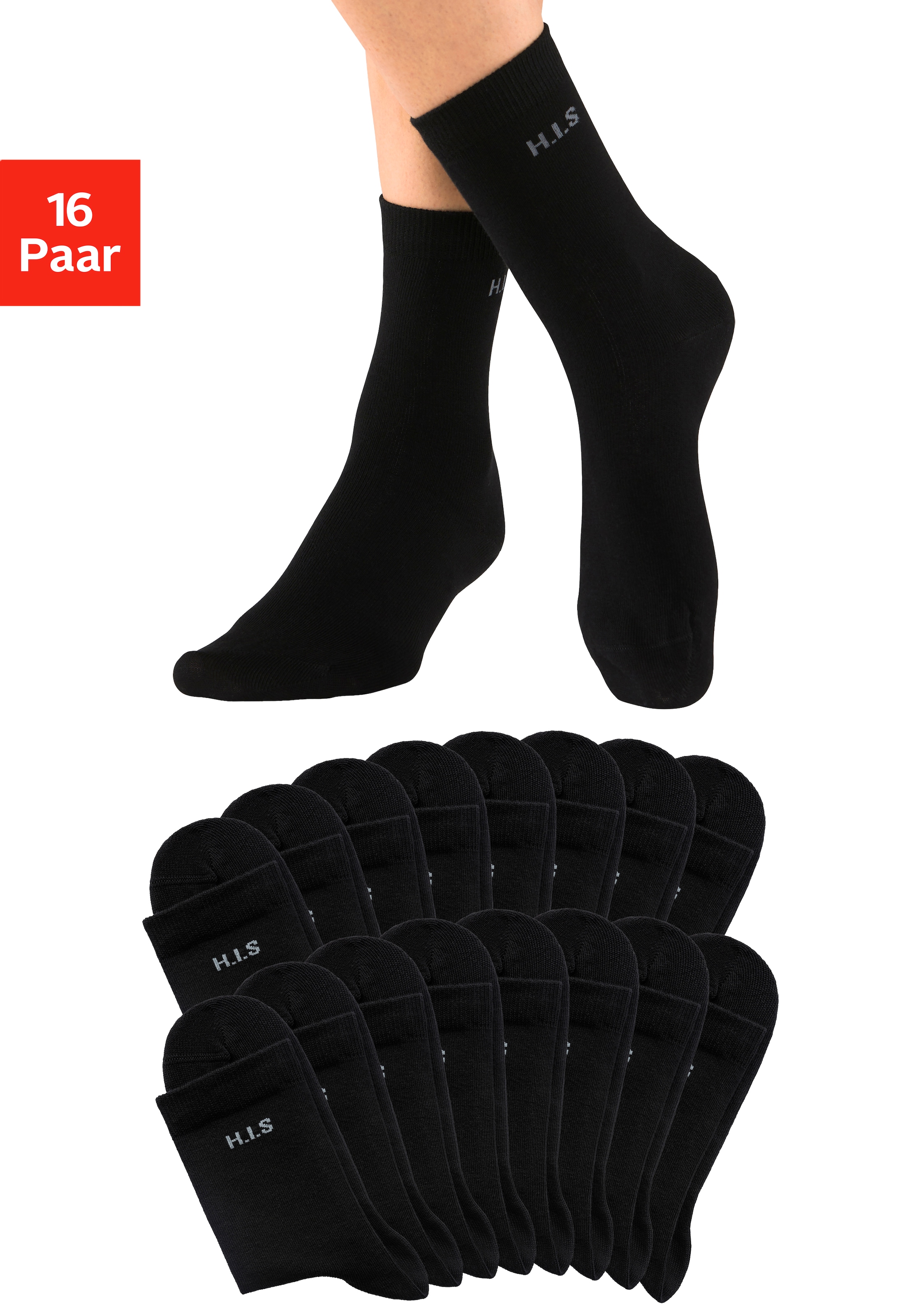 online bestellen Schweiz Markenlogo Socken, bei Jelmoli-Versand mit eingestricktem (16 Paar), H.I.S