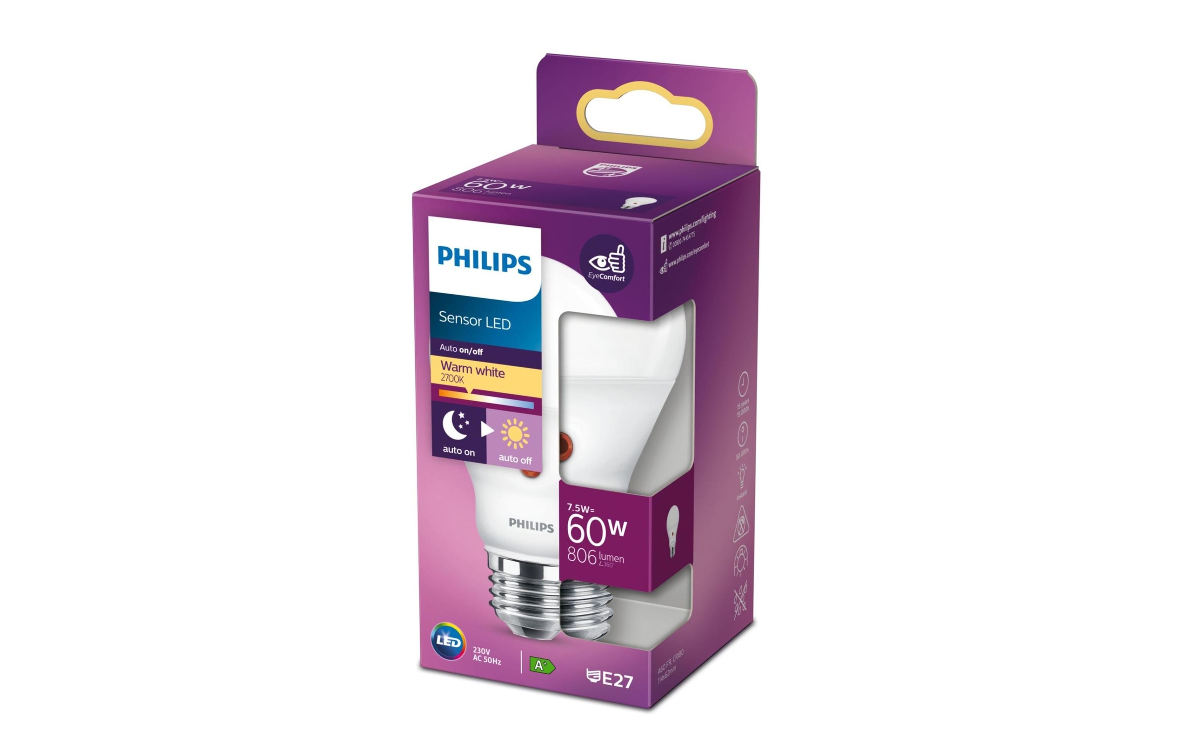 Philips LED-Leuchtmittel »45053 W (60 W) E27 Warm«, E27, Warmweiss