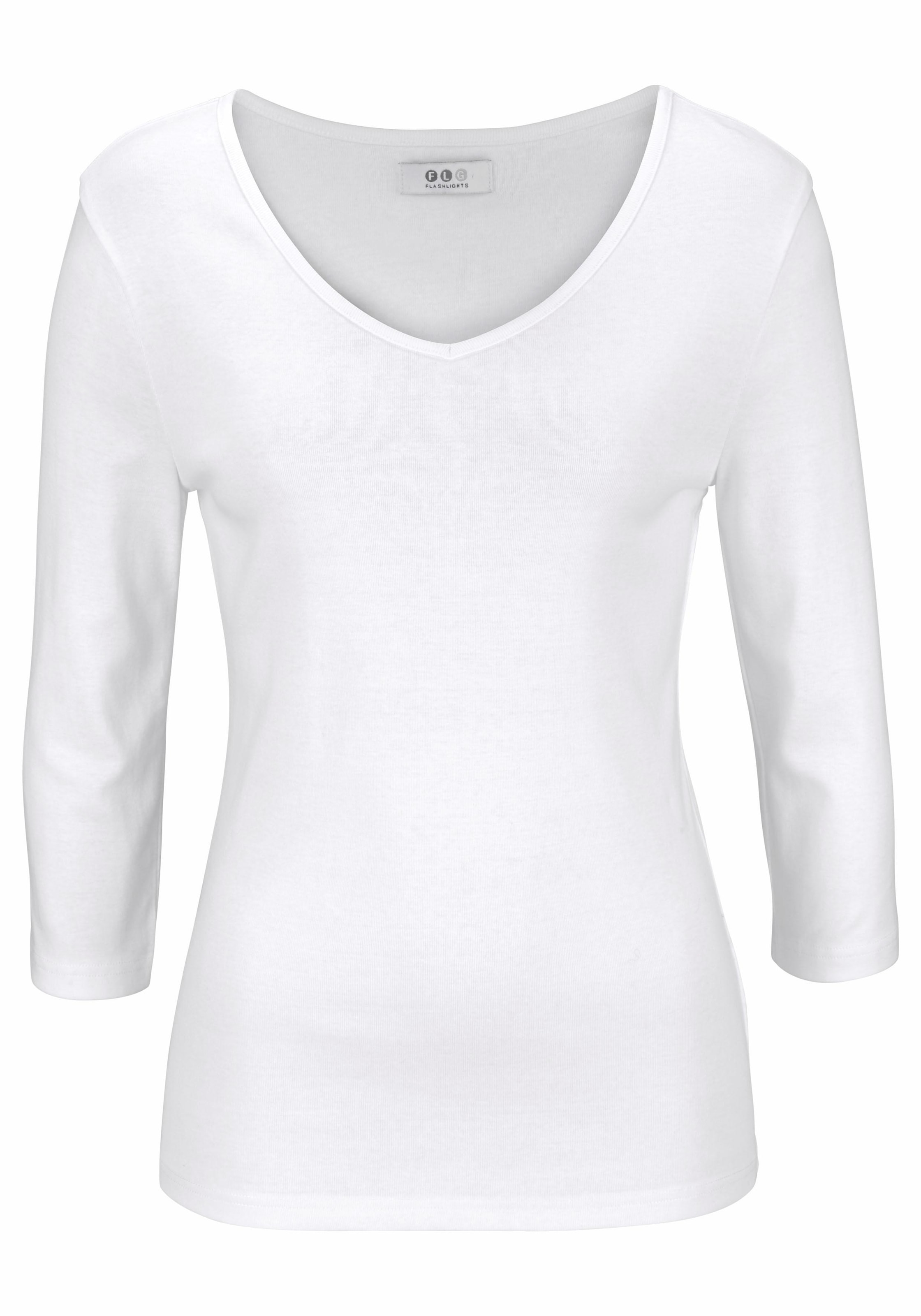 Flashlights V-Shirt, (Packung, 2 tlg., 2er-Pack), unifarben, V-Ausschnitt, Basic-Stil, aus Baumwolle, im 2er-Pack