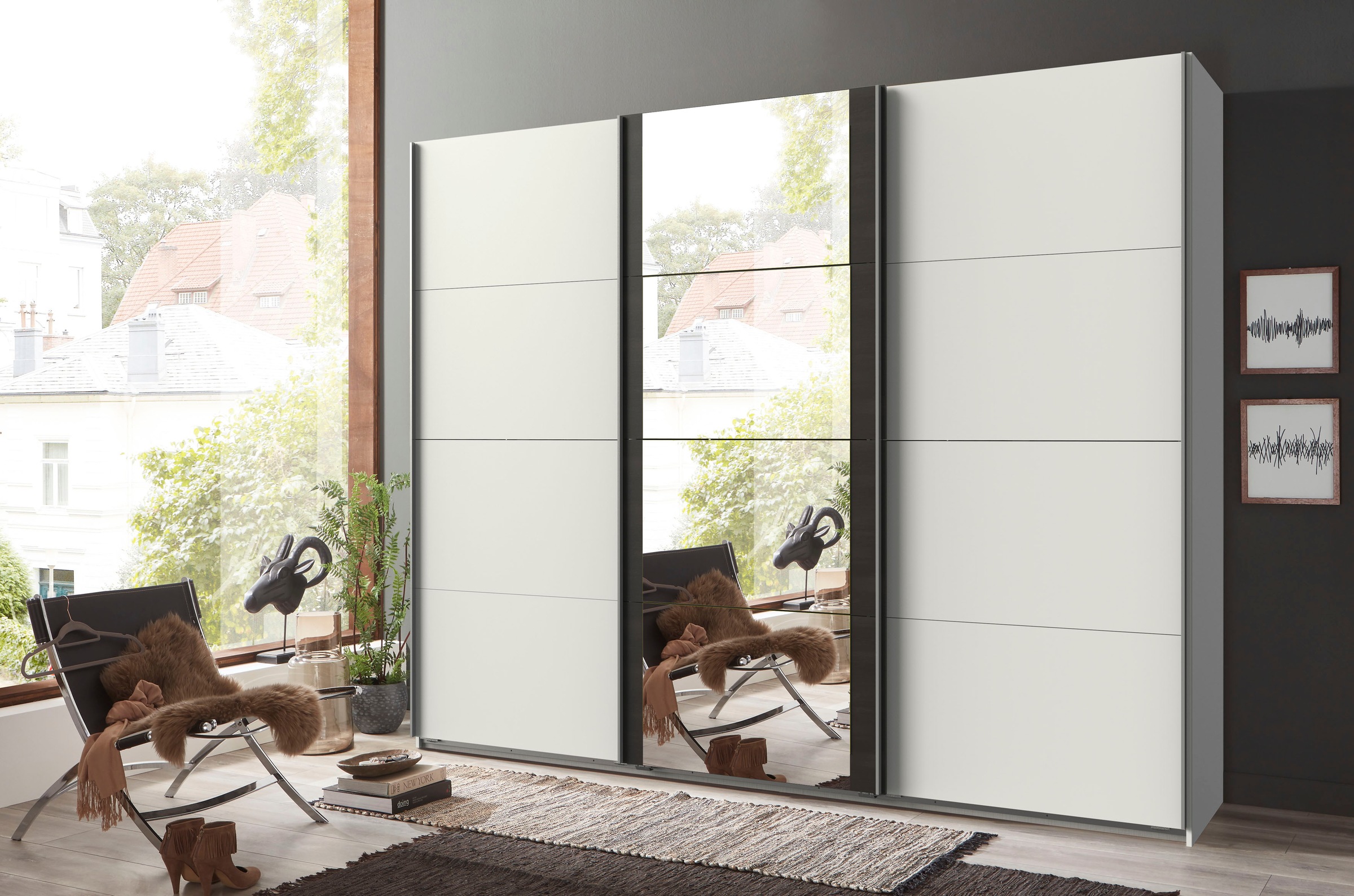 Wimex Schwebetürenschrank "Bern Schiebetürenschrank" Schrank mit zusätzlicher Innenausstattung, Garderobe