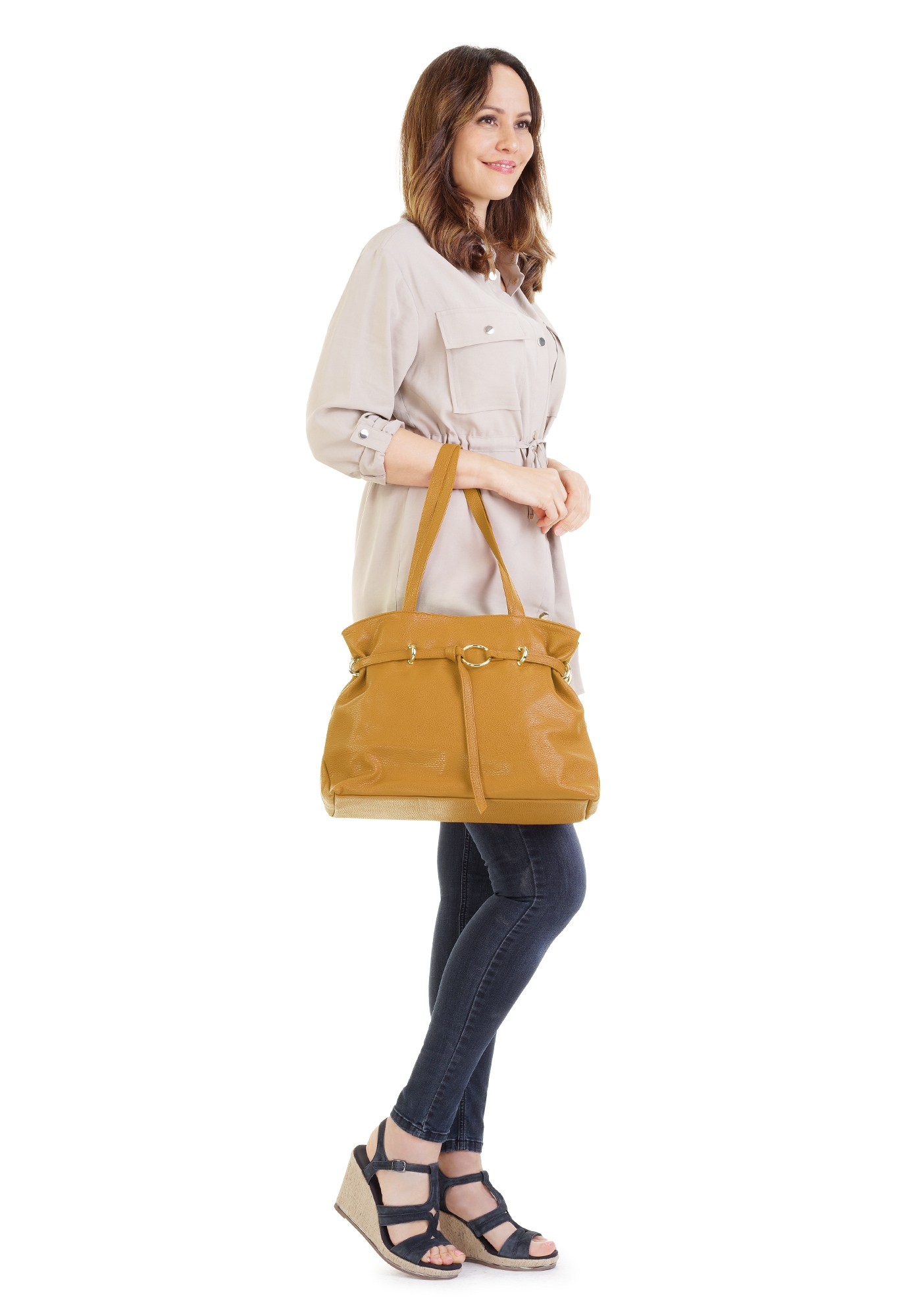 Samantha Look Henkeltasche, echt Leder, Made in Italy