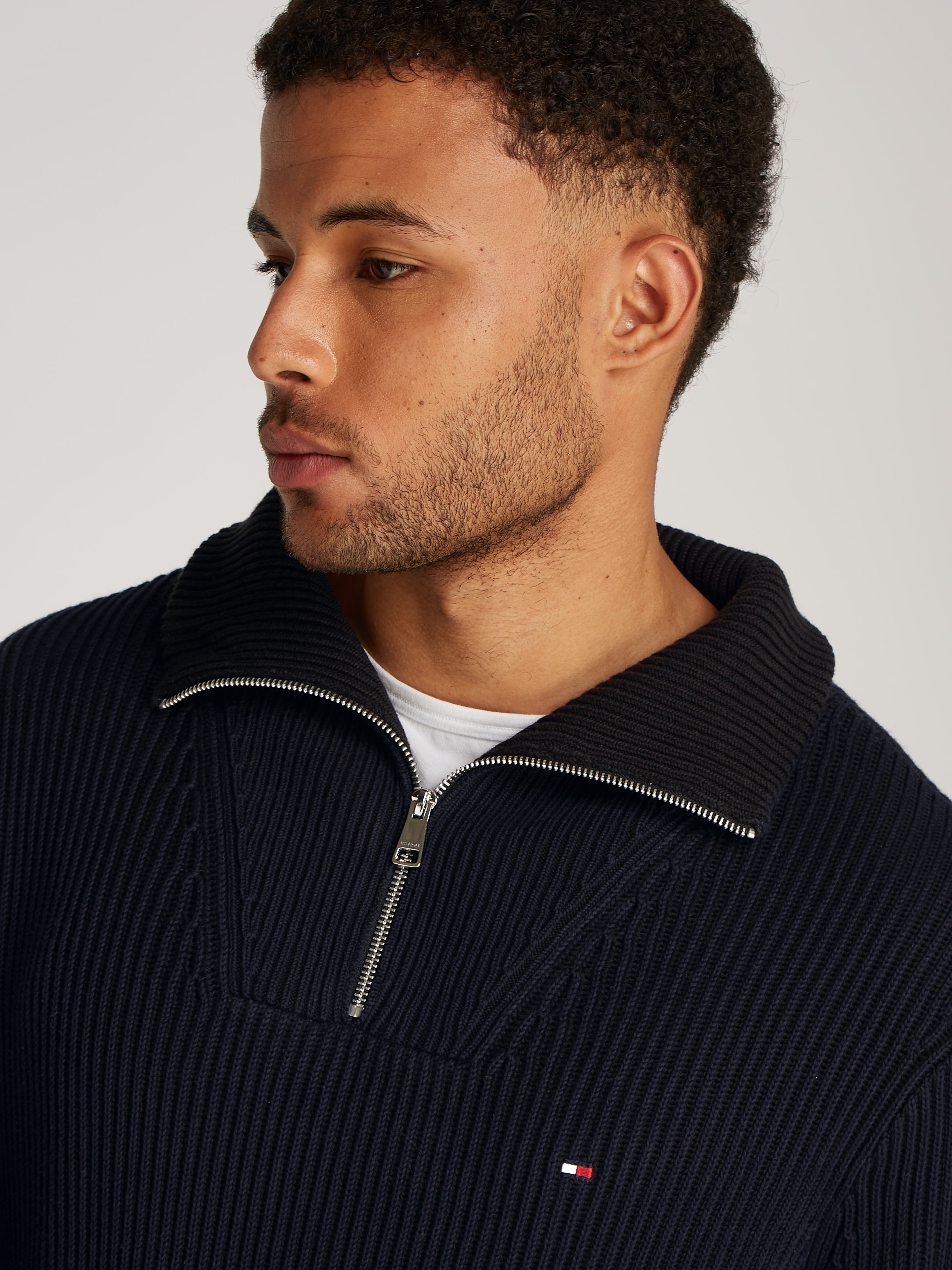 Tommy Hilfiger Troyer »CHUNKY COTTON RIB NAUTICAL ZP MK«