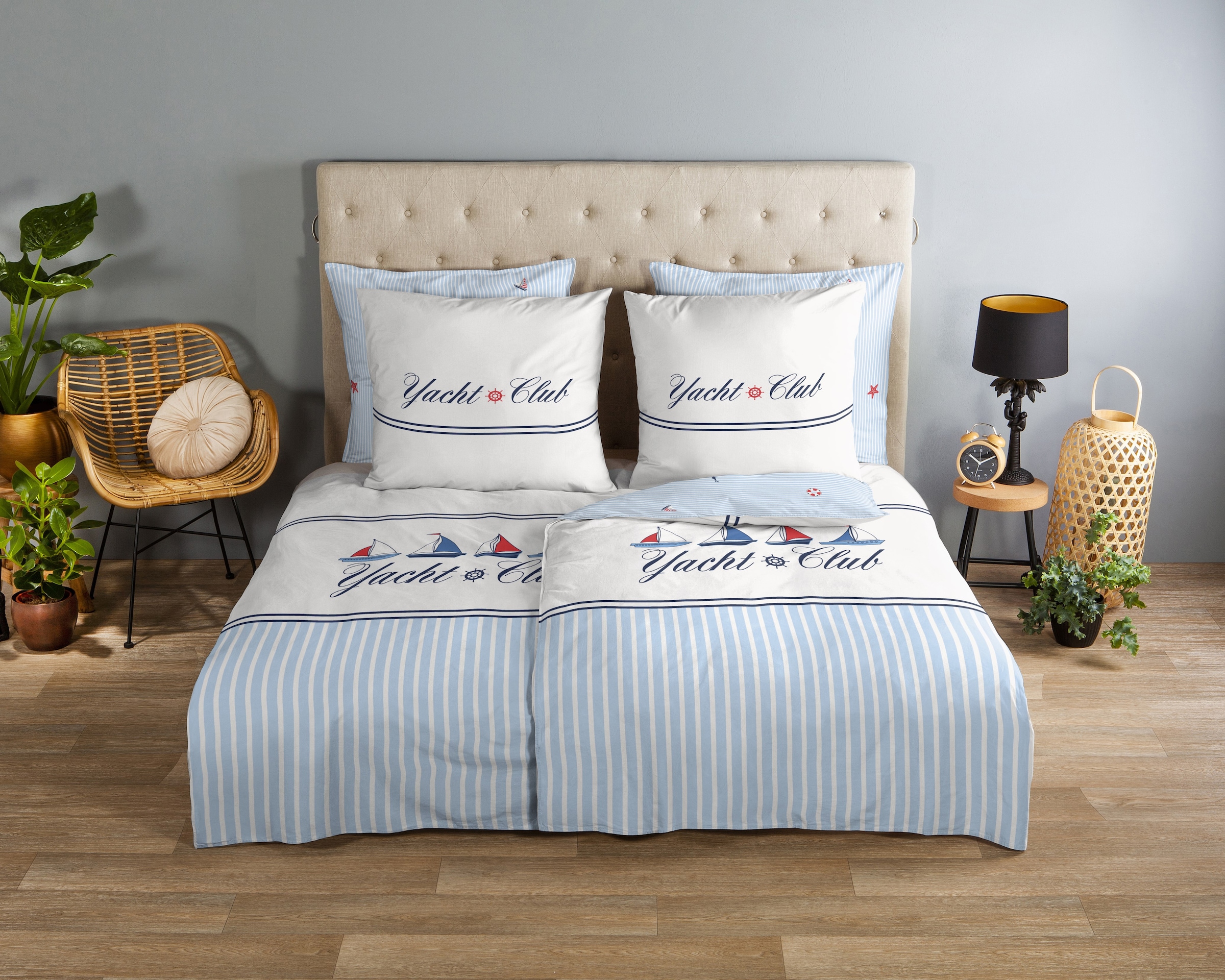 good morning Wendebettwäsche »Yachtclub«, 100% Baumwolle, Renforcé, Reissverschluss, Wendeoptik, Maritim, Boot