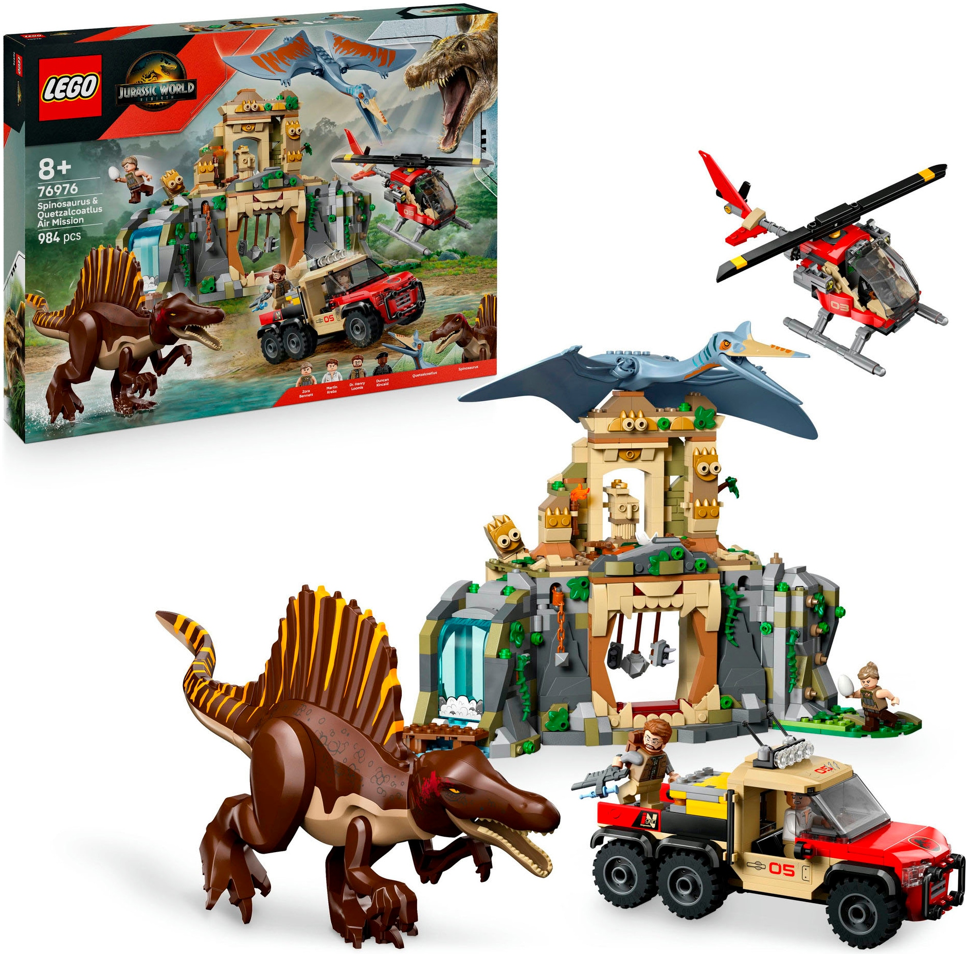 LEGO Konstruktionsspielsteine "Spinosaurier & Quetzalcoatlus: Hubschrauber-Einsatz (76976)", LEGO Jurassic World; Made in Europe
