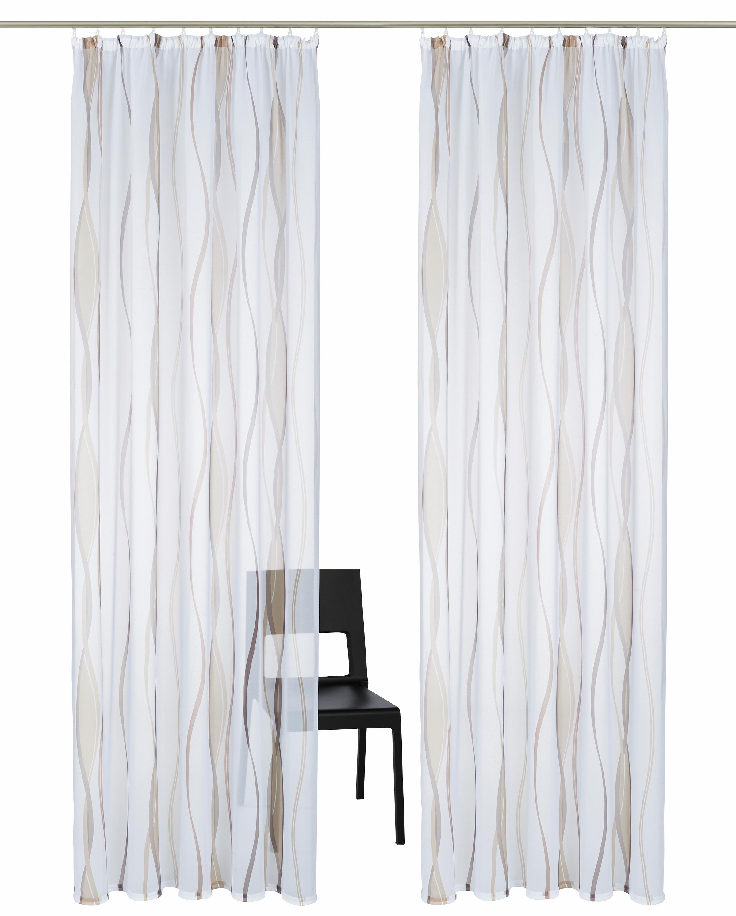 OTTO home Gardine "Dimona, 2er-Set, Kräuselband, transparent, Wellenmotiv" Kräuselband 2 Stk. tlg. 2er-Set, Bestseller, Polyester, Wellen
