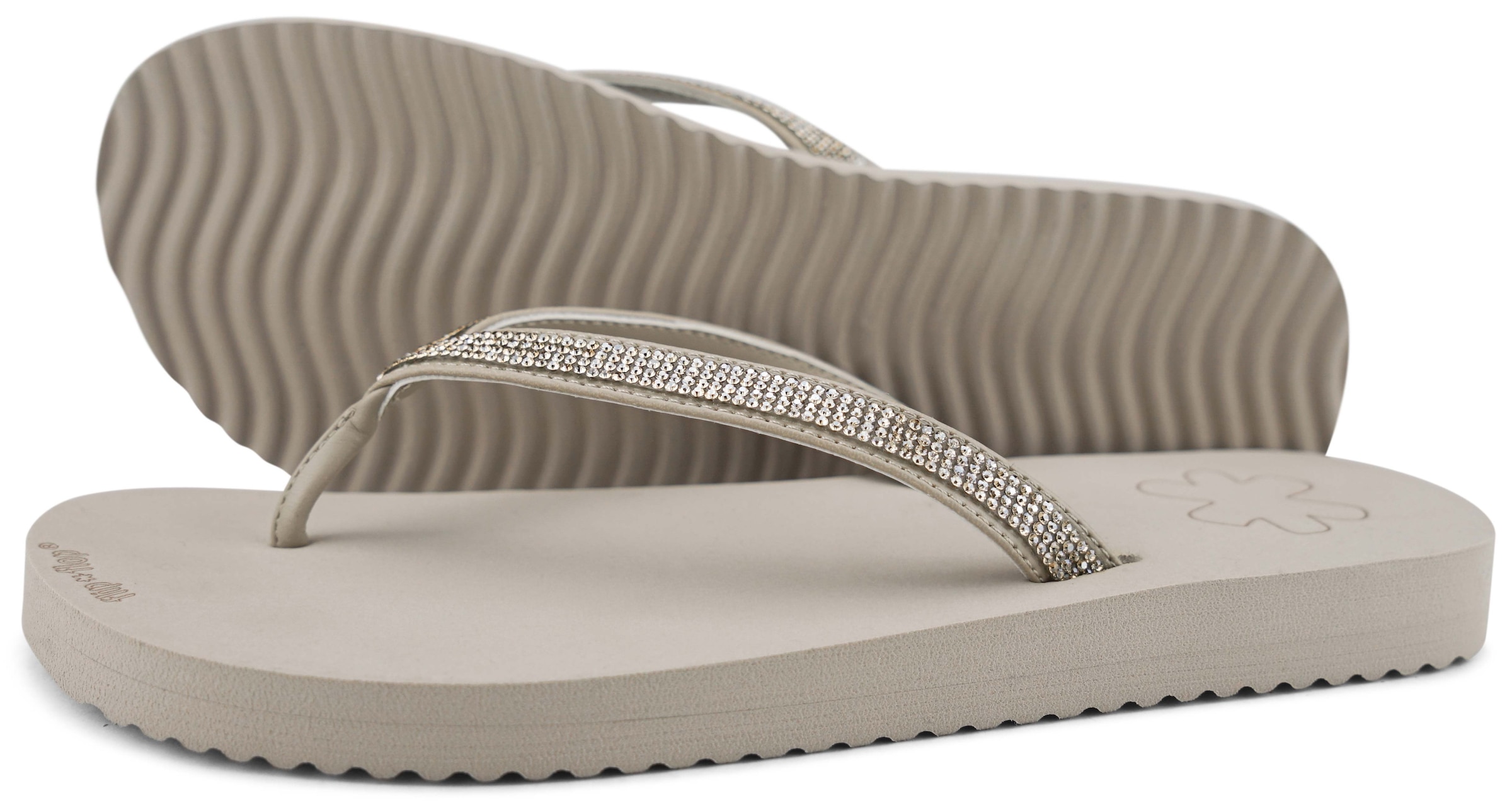 Flip Flop Zehentrenner »flip*«, Sommerschuh, Schlappen, Poolsildes mit funkelnden Riemchen