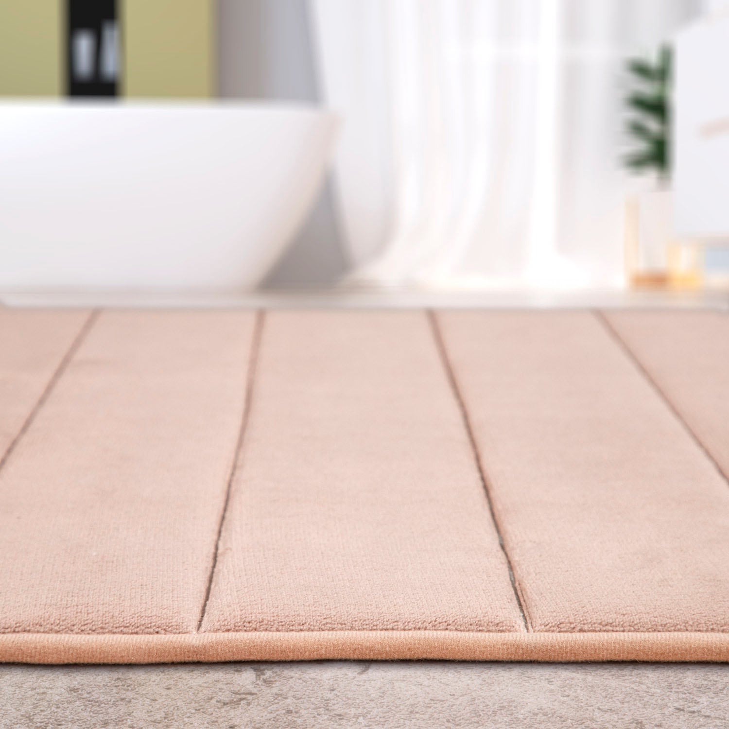 Paco Home Badematte »Corby 252, Memory-Schaum Effekt«, rutschhemmend beschichtet, fussbodenheizungsgeeignet, Badteppich, Uni Farben, gestreift, Hoch-Tief Effekt
