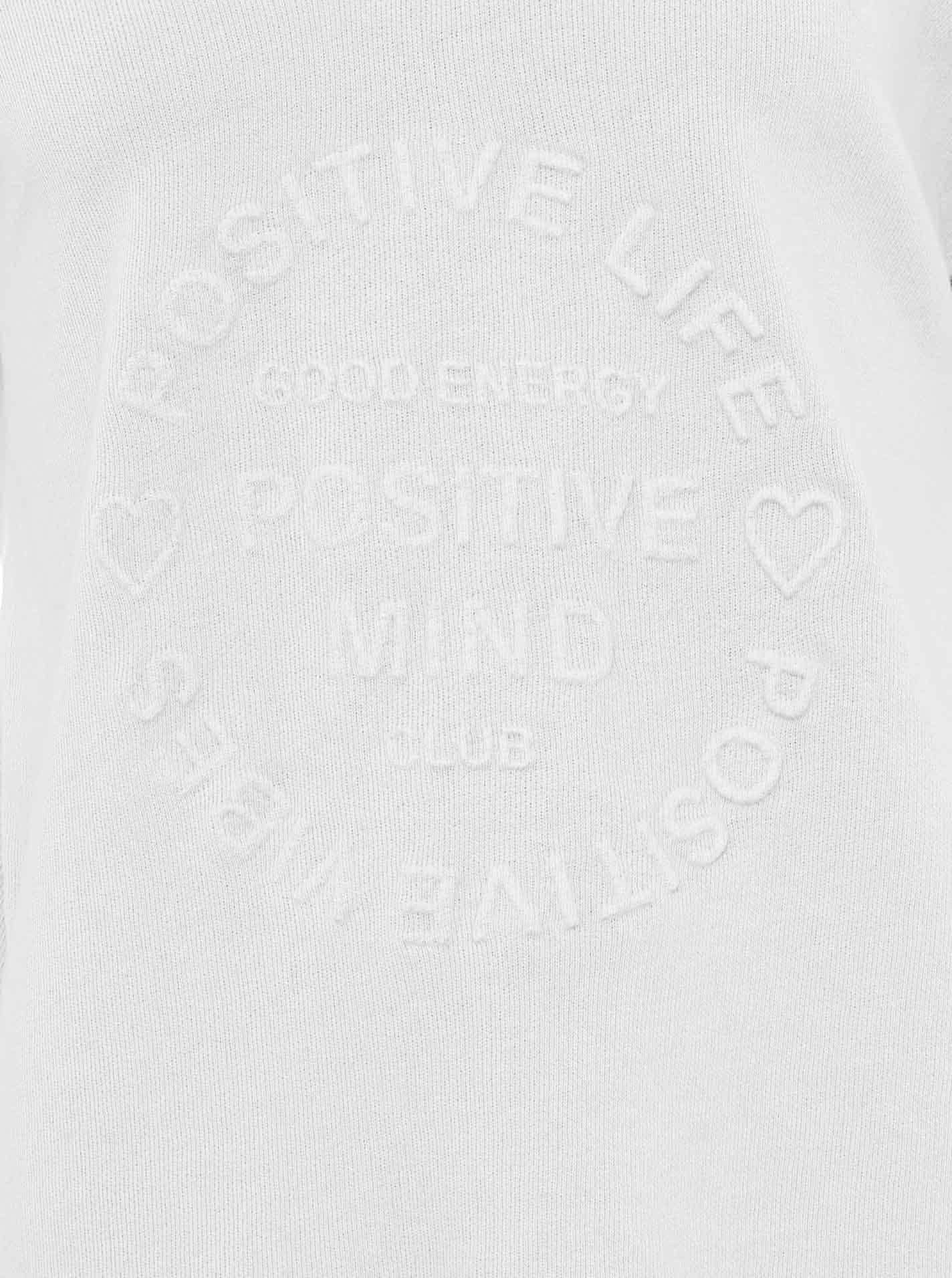 Zwillingsherz Sweatshirt »"Positive Mind"«, ausgefranster V-Ausschnitt, Used Look, Langarm, Schriftzug