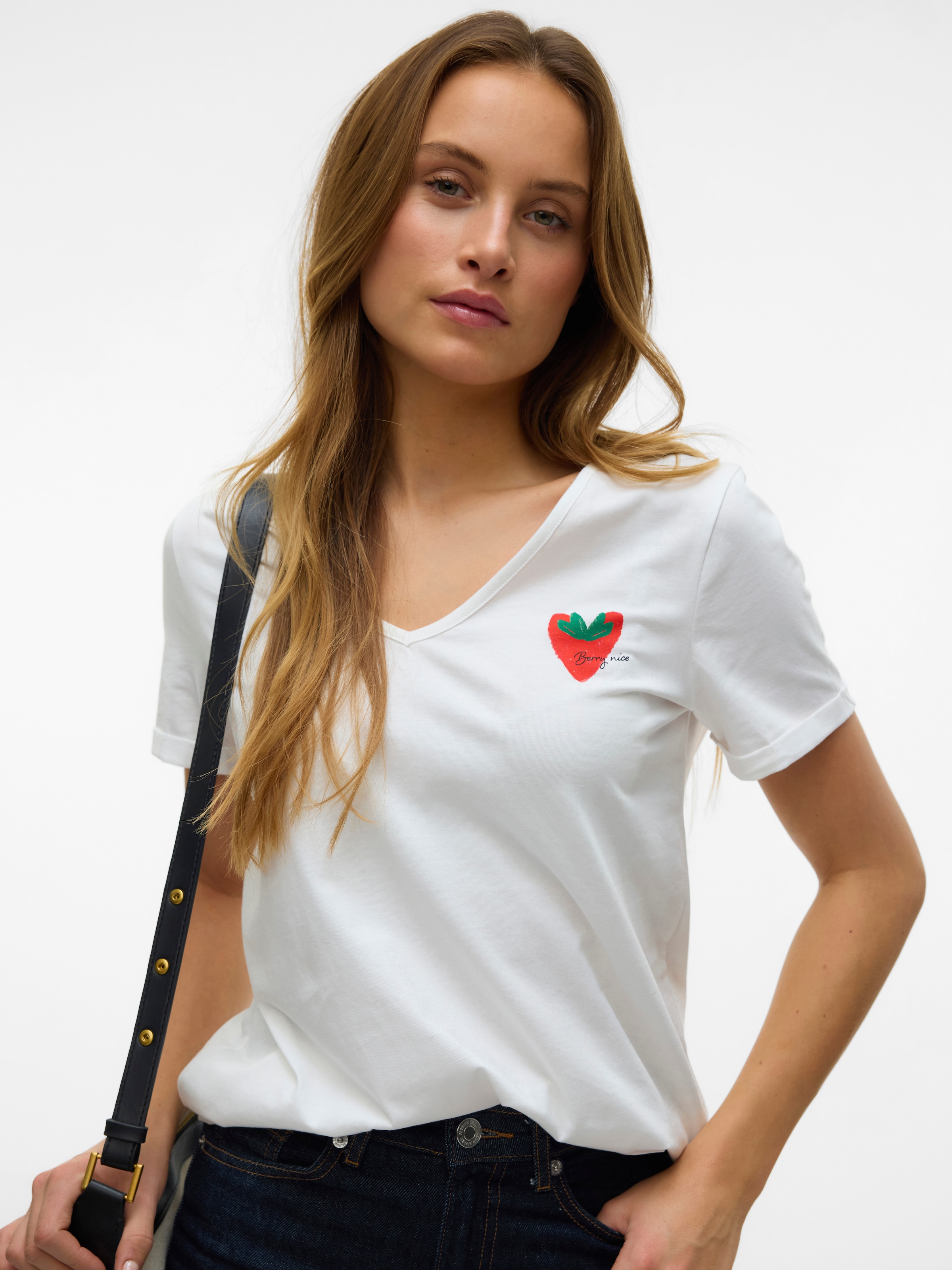 Vero Moda Kurzarmshirt »VMBITONA S/S V-NECK T-SHIRT JRS BTQ GA«