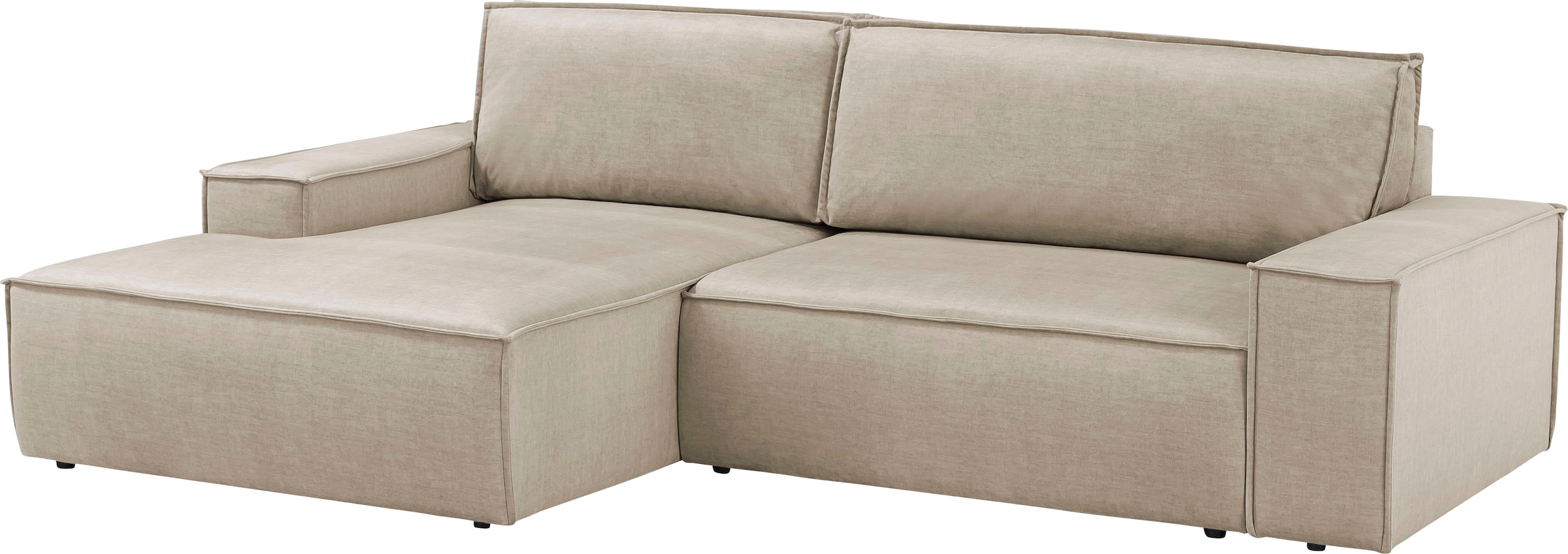 Home affaire Ecksofa SHERWOOD Schlafsofa 267 cm, L-Form, Schlaffunktion mit Bettkasten (210x136 cm), Cord, Vintage, Samtvelours