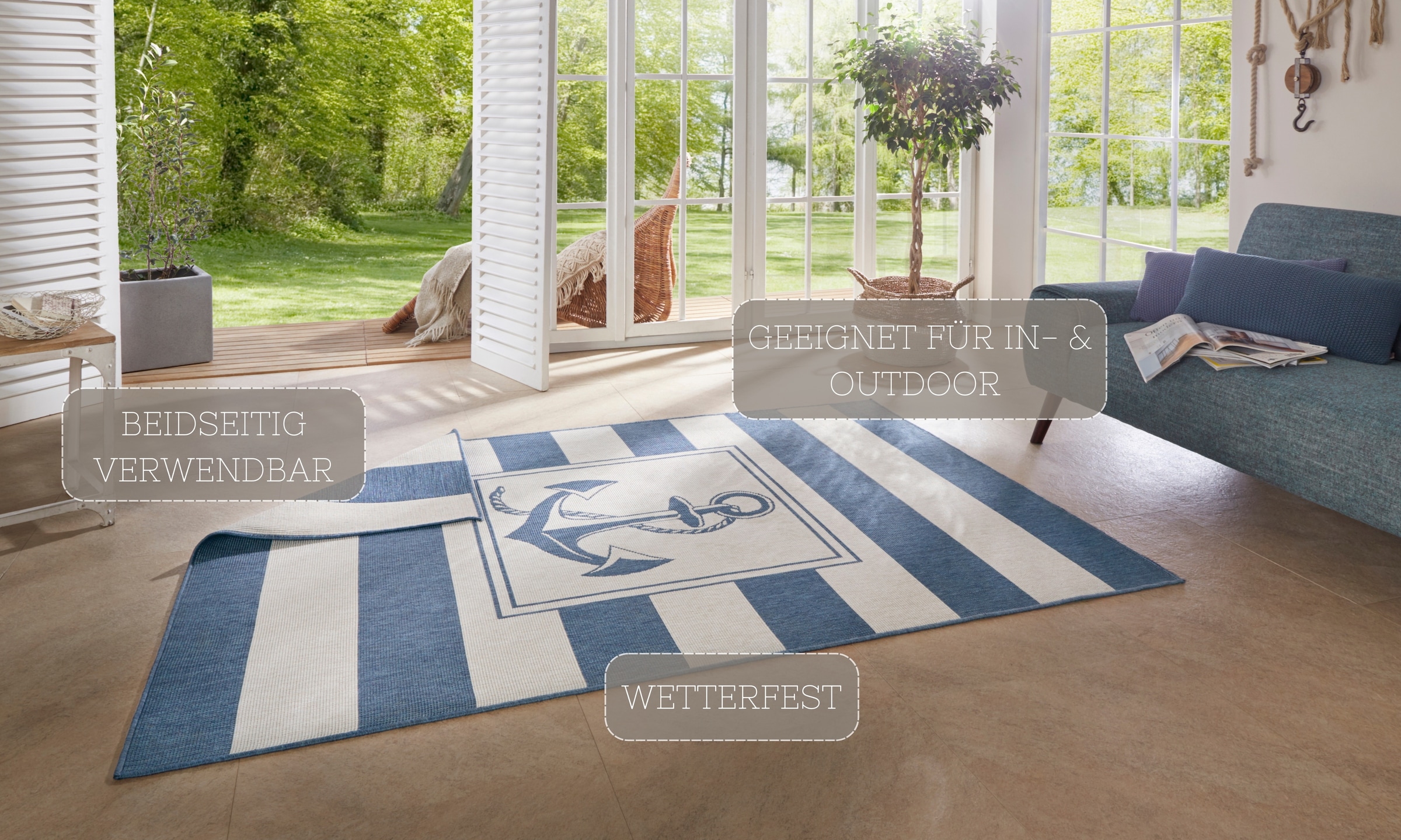 HANSE Home Teppich »Gandara«, rechteckig, 5 mm Höhe, In-& Outdoor, Teppich, Wetterfest, Balkon, Garten, Wohnzimmer, Modern