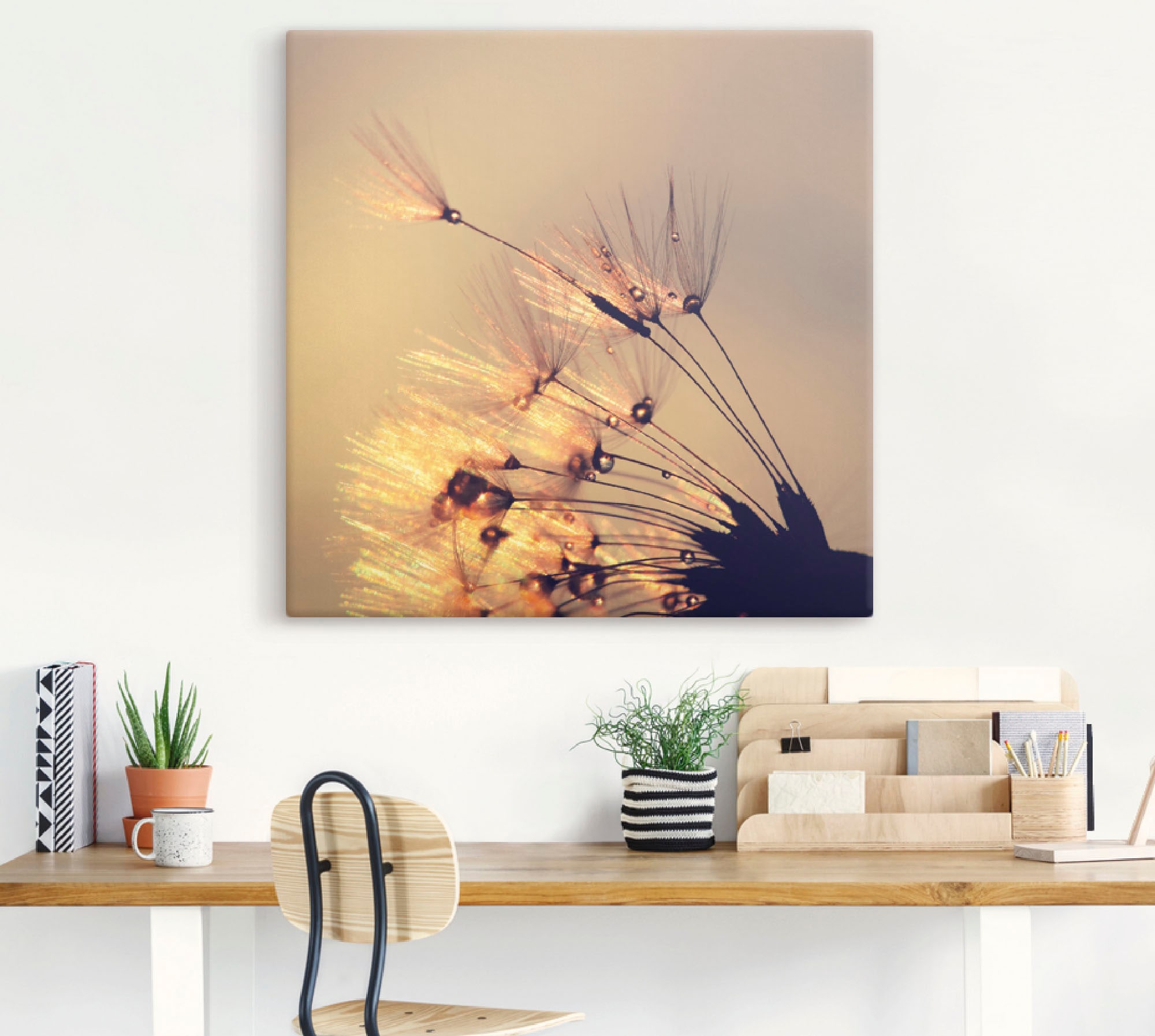 Artland Leinwandbild »Pusteblume Goldene Schirmchen«, Blumen, (1 St.), auf Keilrahmen gespannt