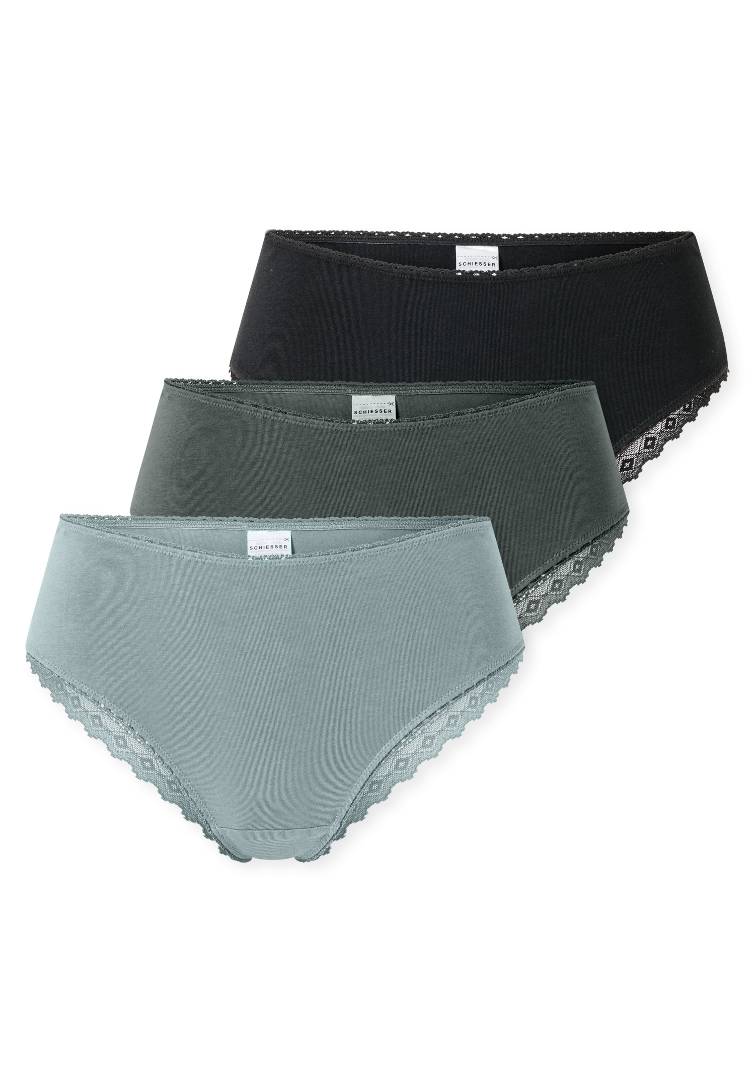 Schiesser Brasilslip »Modern Multipacks« 3er Pack, Spitzenbänder, Single-Jersey, Baumwollmischung